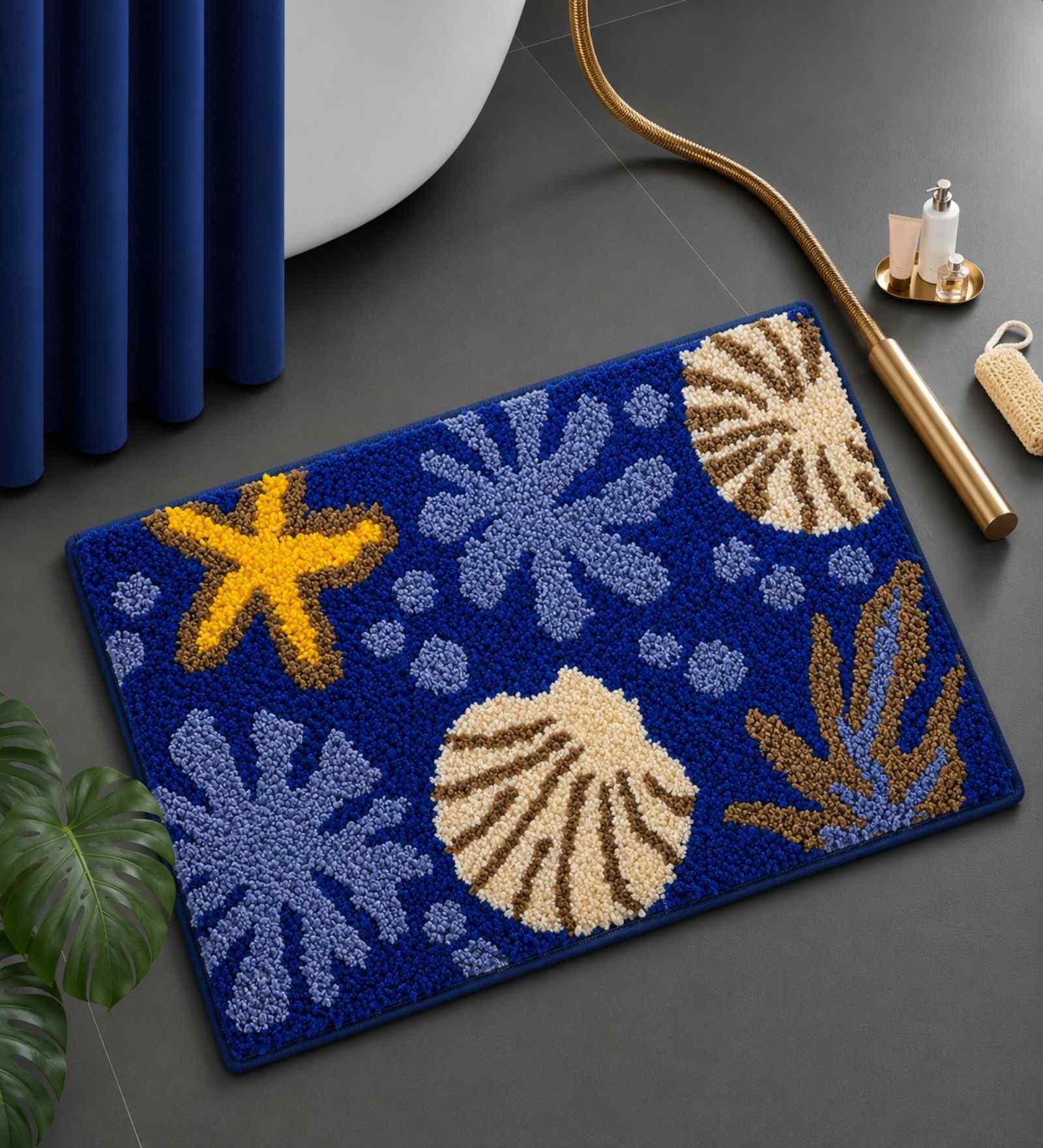 Blue See Microfibre 24X16 Inches Anti-Skid Bath Mat
