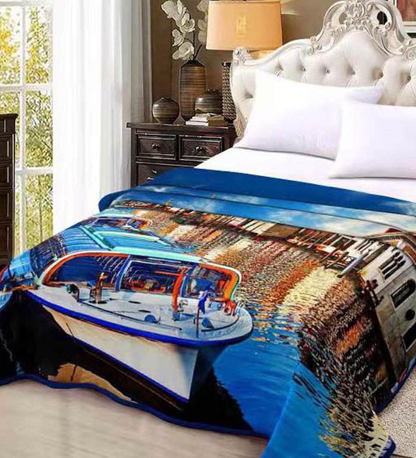 Buy Blue Mink 600 GSM Double Bed AC Room Blanket by Florida Online
