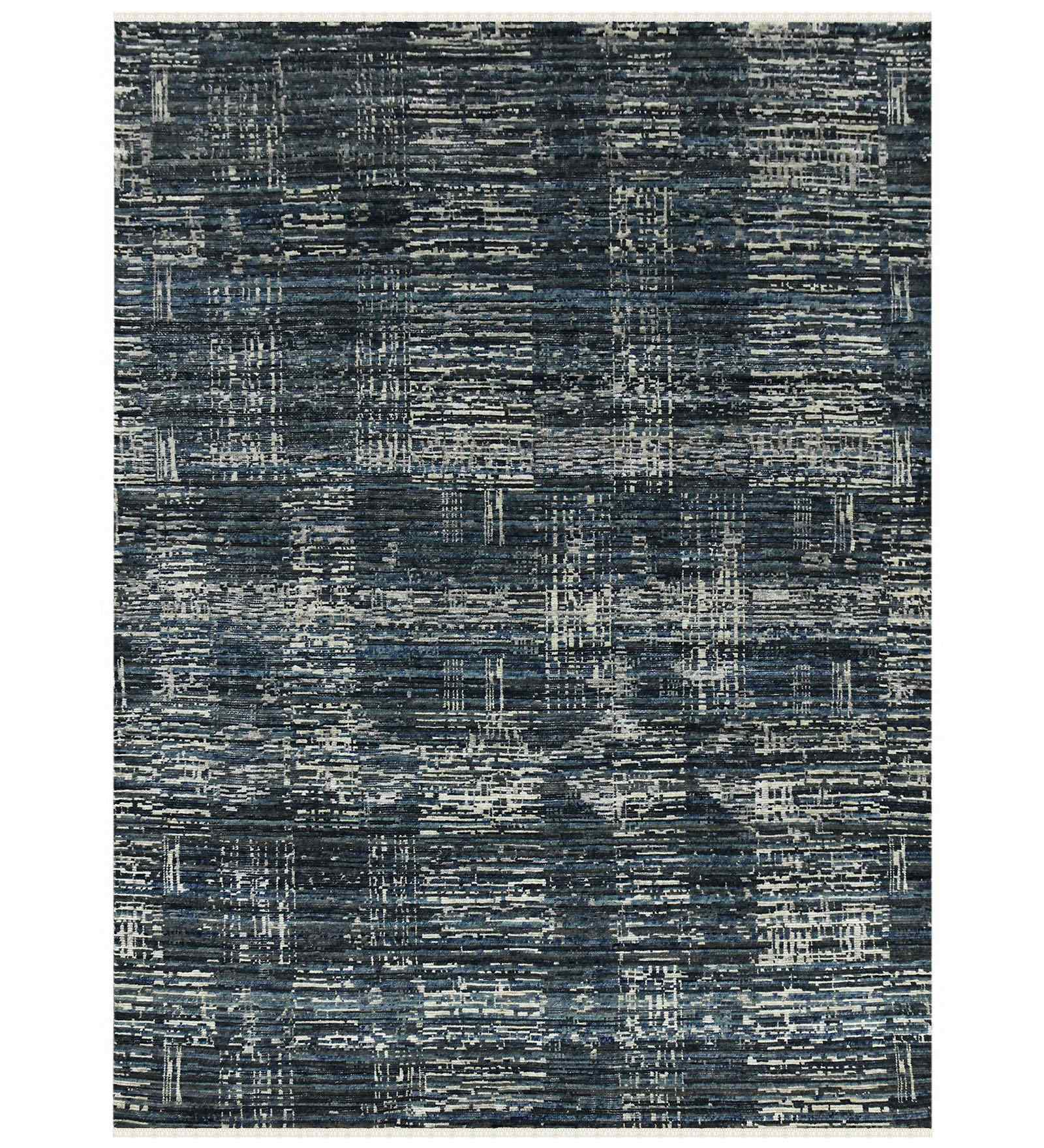 Blue Modern Wool & Viscose 2x3 Feet Handmade  Dhurrie