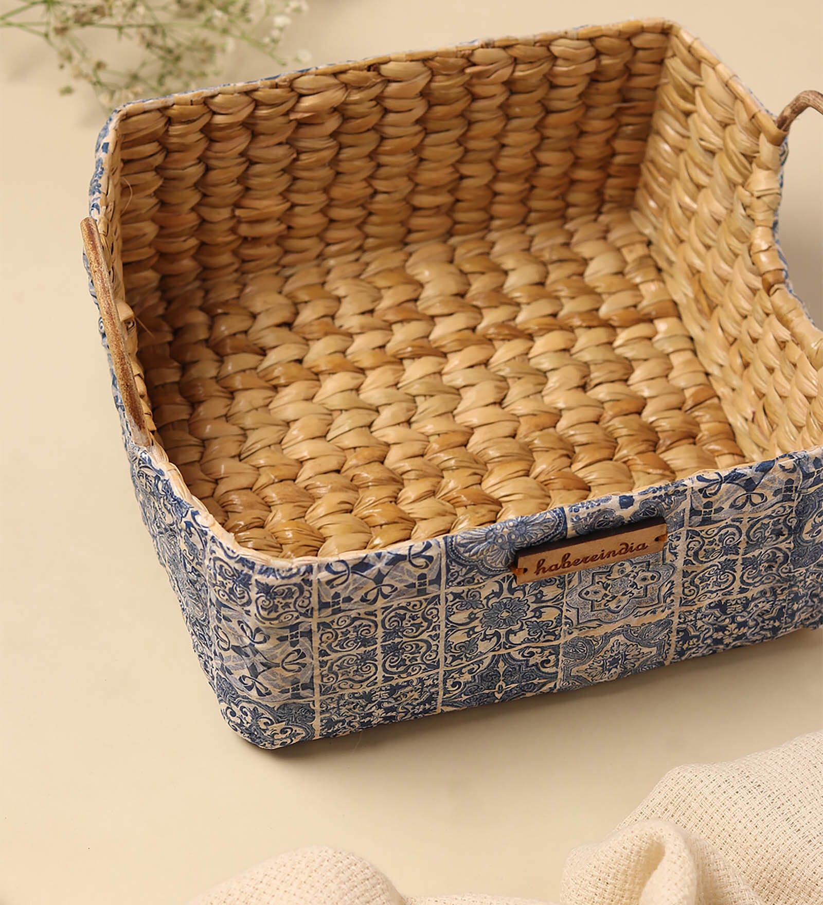Blue Natural Fibre Small Gifting Fruit Storage Basket