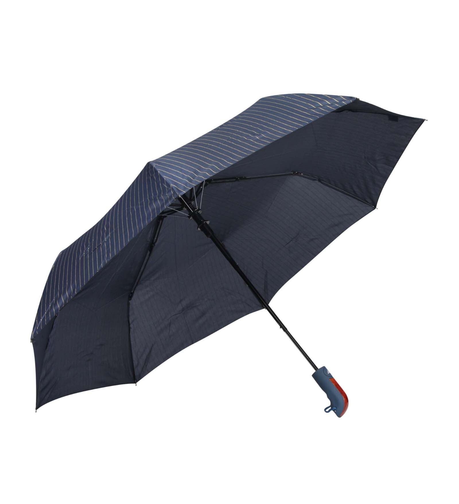 Blue Nylon Stripes Fold Fancy Automatic Umbrella
