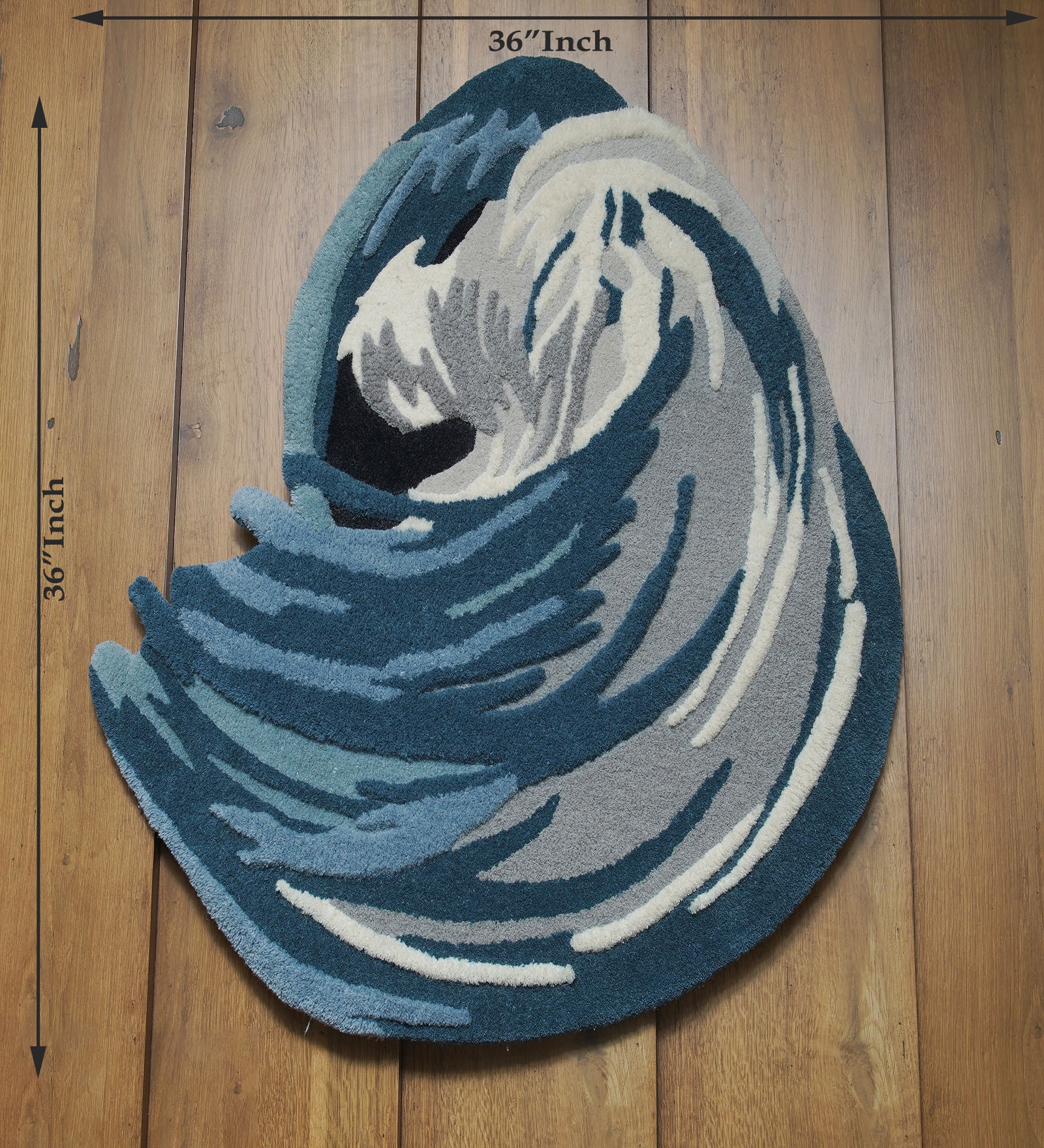 Blue Ocean Curl Wool Hand Tufted Carpet