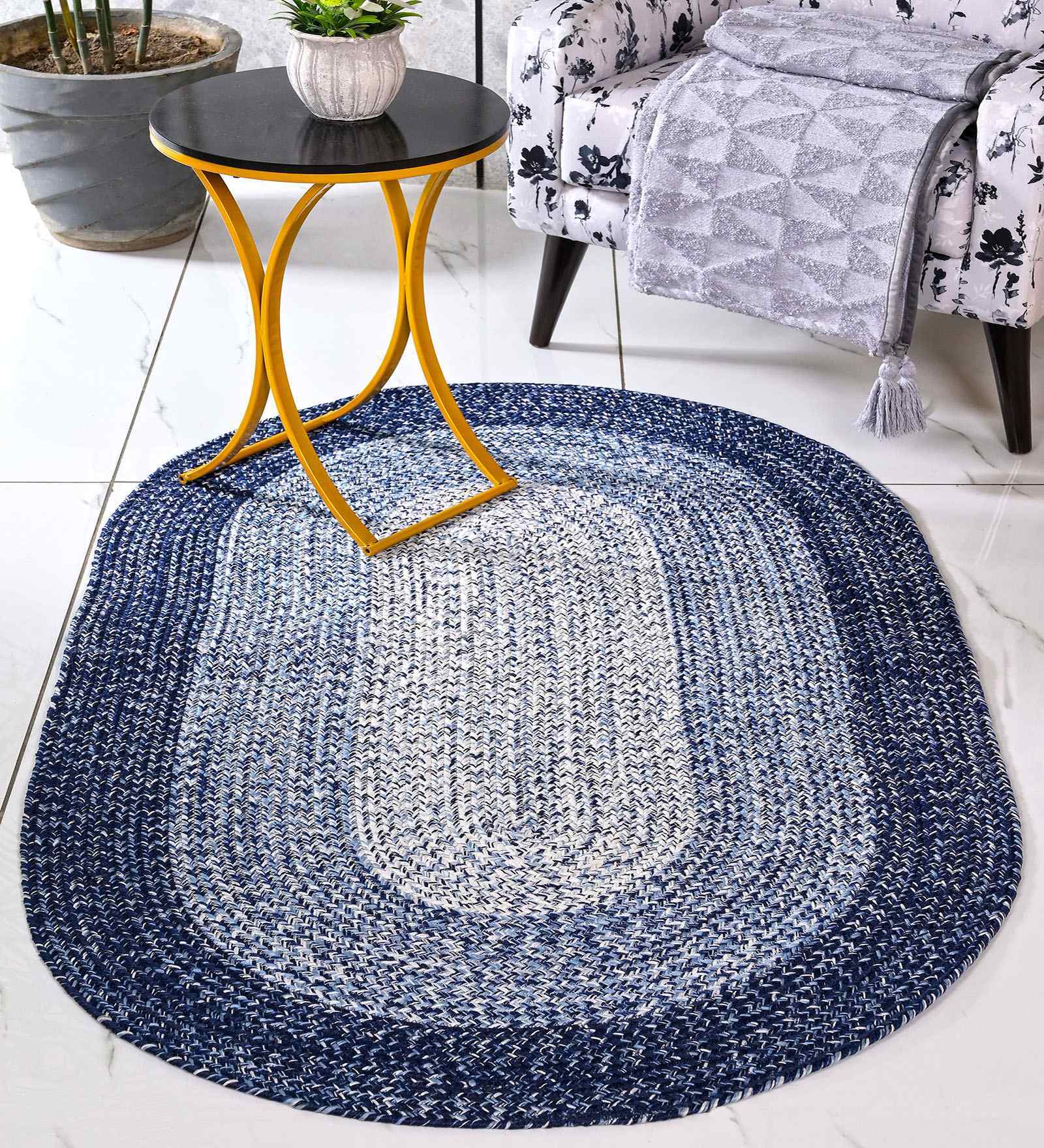Blue Oic Robust Oval Braided Heavy 3X5 Ft