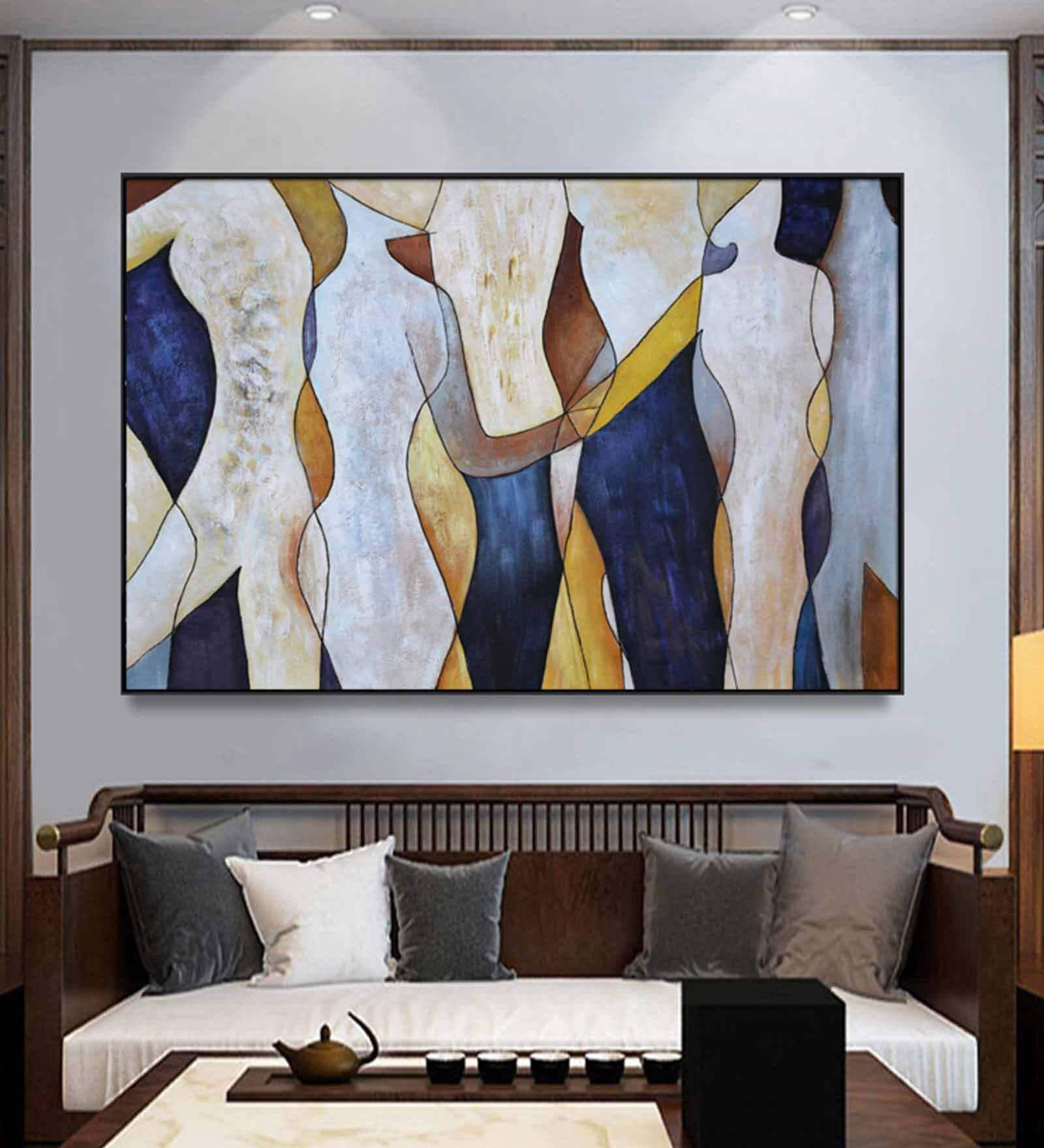 Buy Blue Figurative Canvas Framed Acrylic Paint Hand Paintings at 39% ...