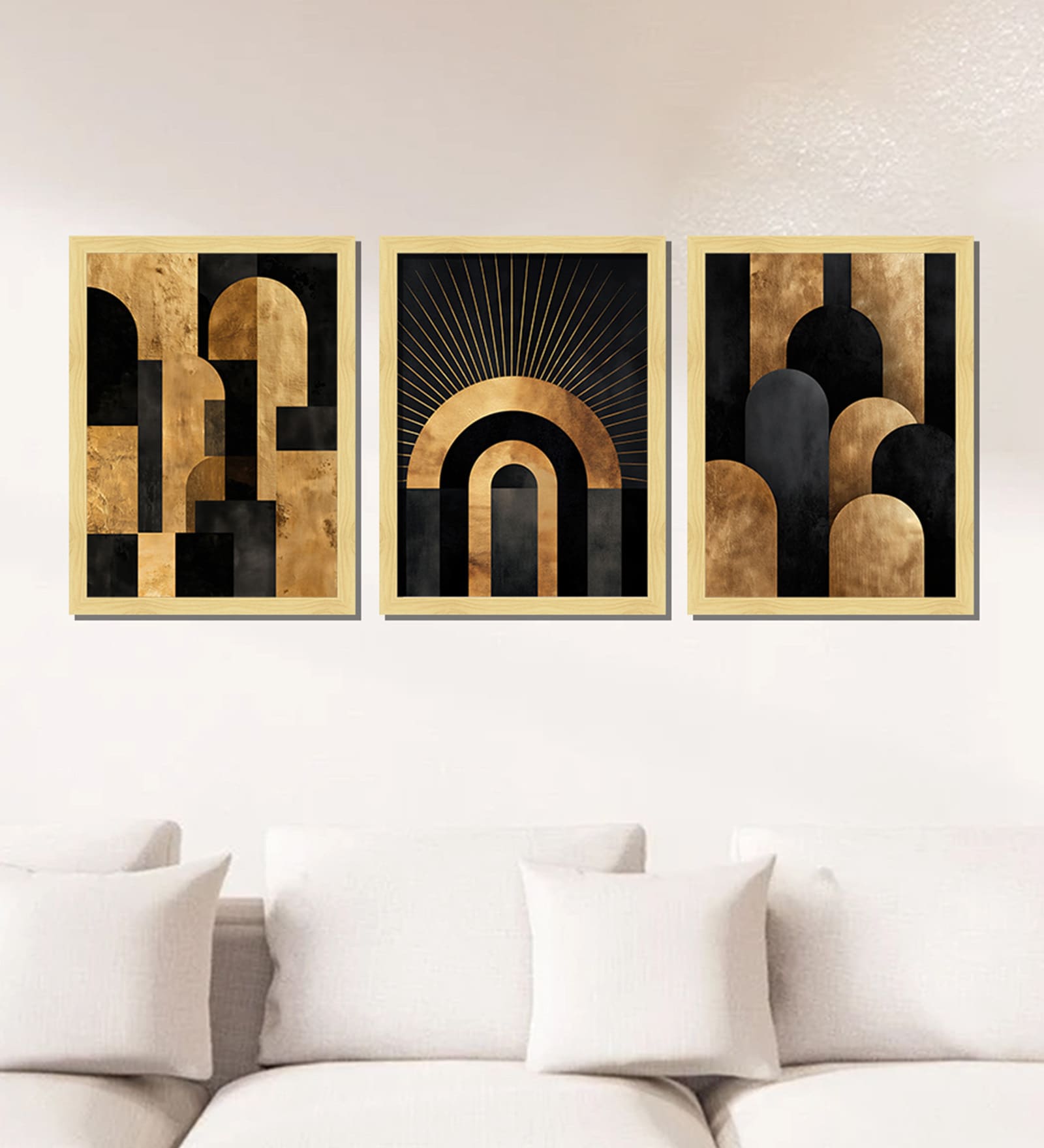 Modern Geometric Wall Art Framed Set of 3