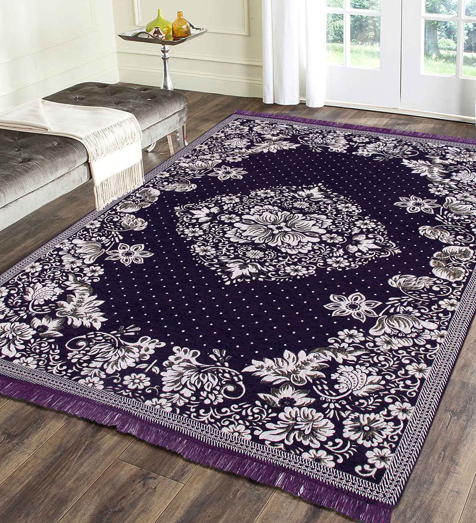 Purple Persian Chenille 4 ft x 6 ft Machine Made Carpet