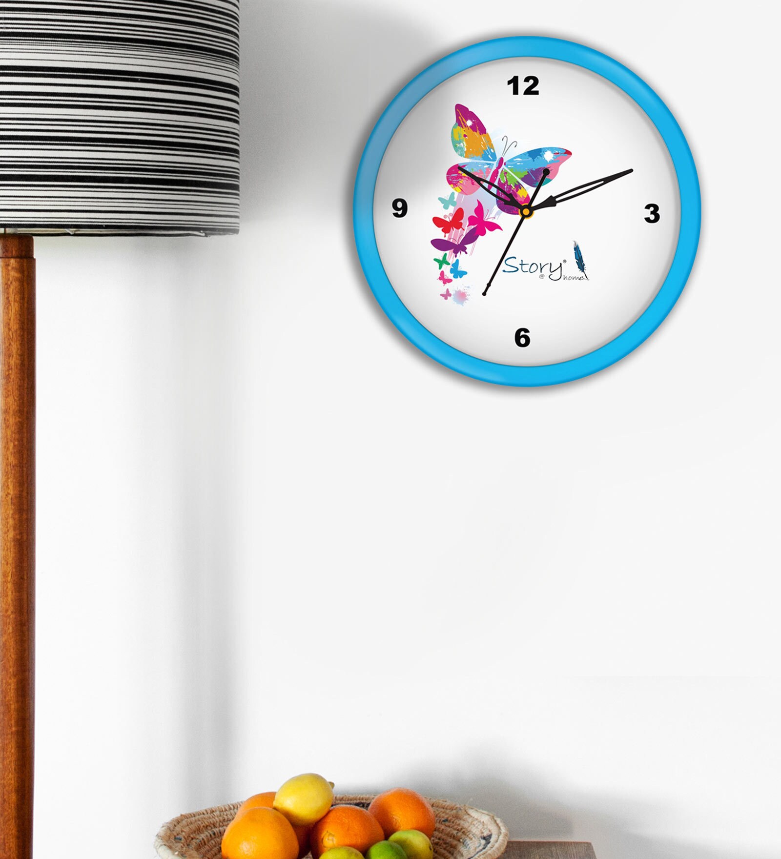 Blue Plastic Analog Wall Clock