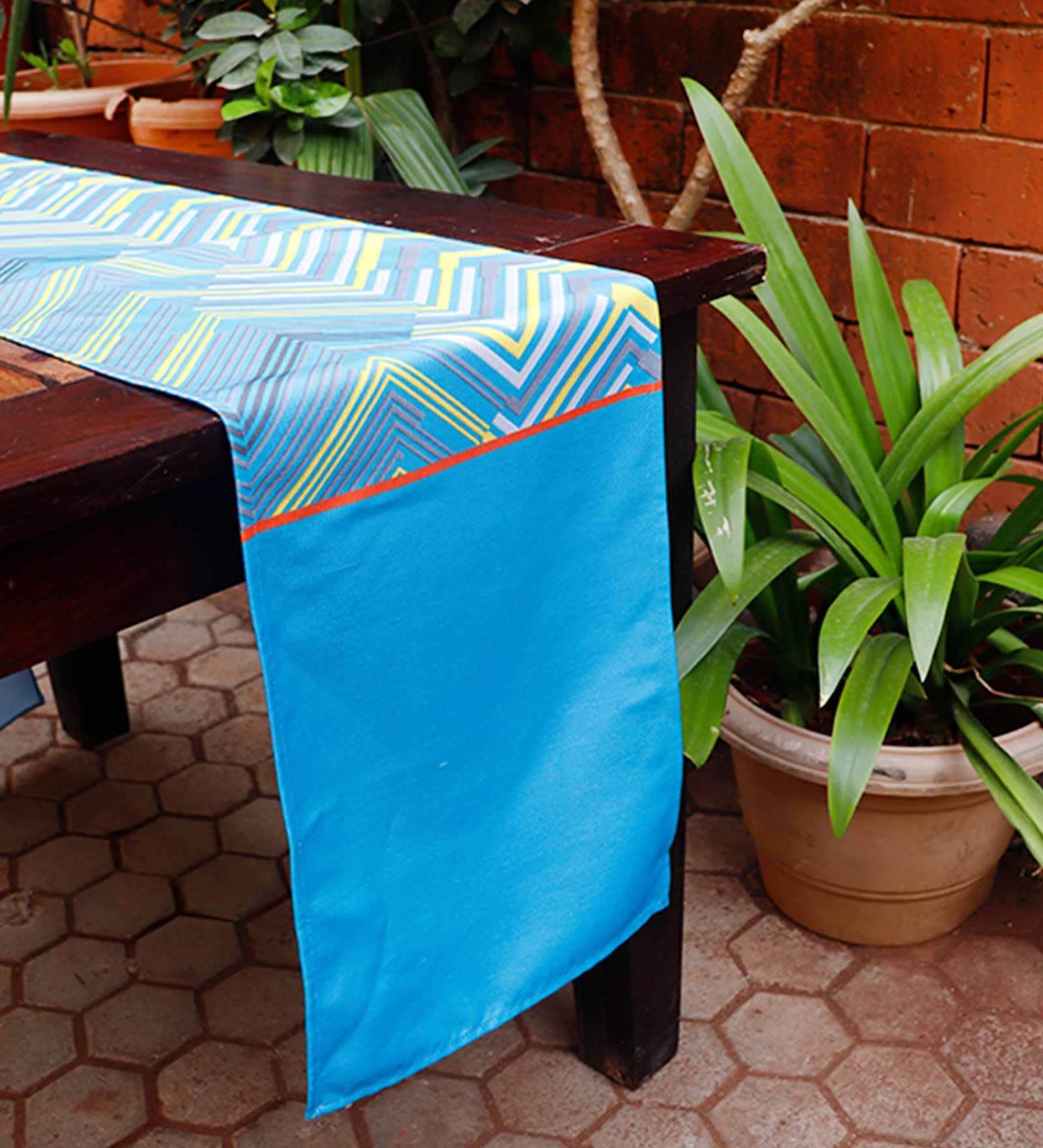 Ephemera  (12x84) Blue & Green Polycanvas Table Runner