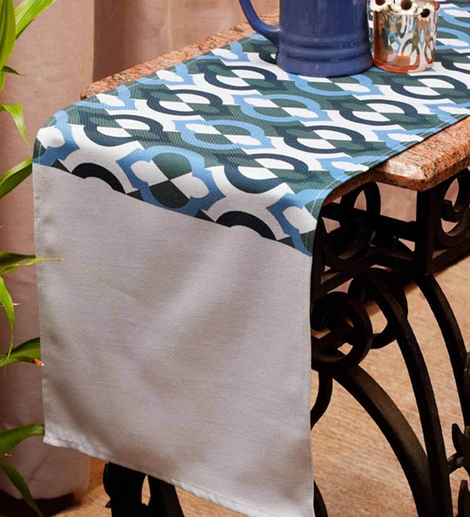 Sibilance  (12x84) Blue & White Polycanvas Table Runner