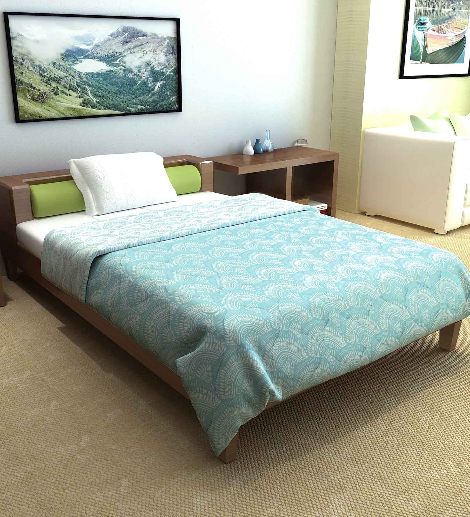 Buy Blue Polyester Abstarct 120 GSM Single Comforter by Divine Casa at