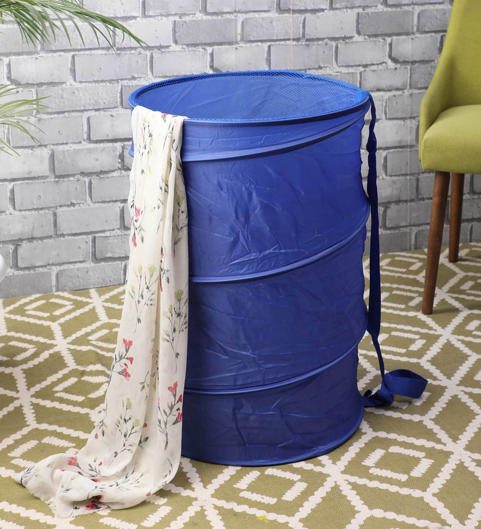 Buy 20 Ltr Polyester Laundry Basket In Blue By Muren at 22 OFF by