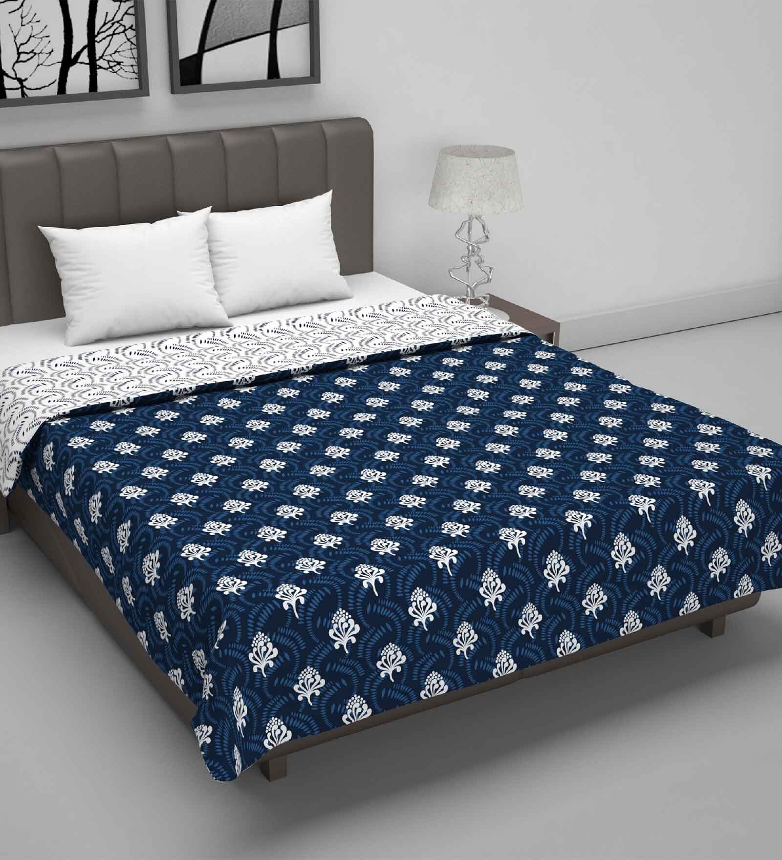 Blue Polyester Patterned 120 GSM Double Bed Dohar Blue Polyester Patterned 120 GSM Double Bed Dohar