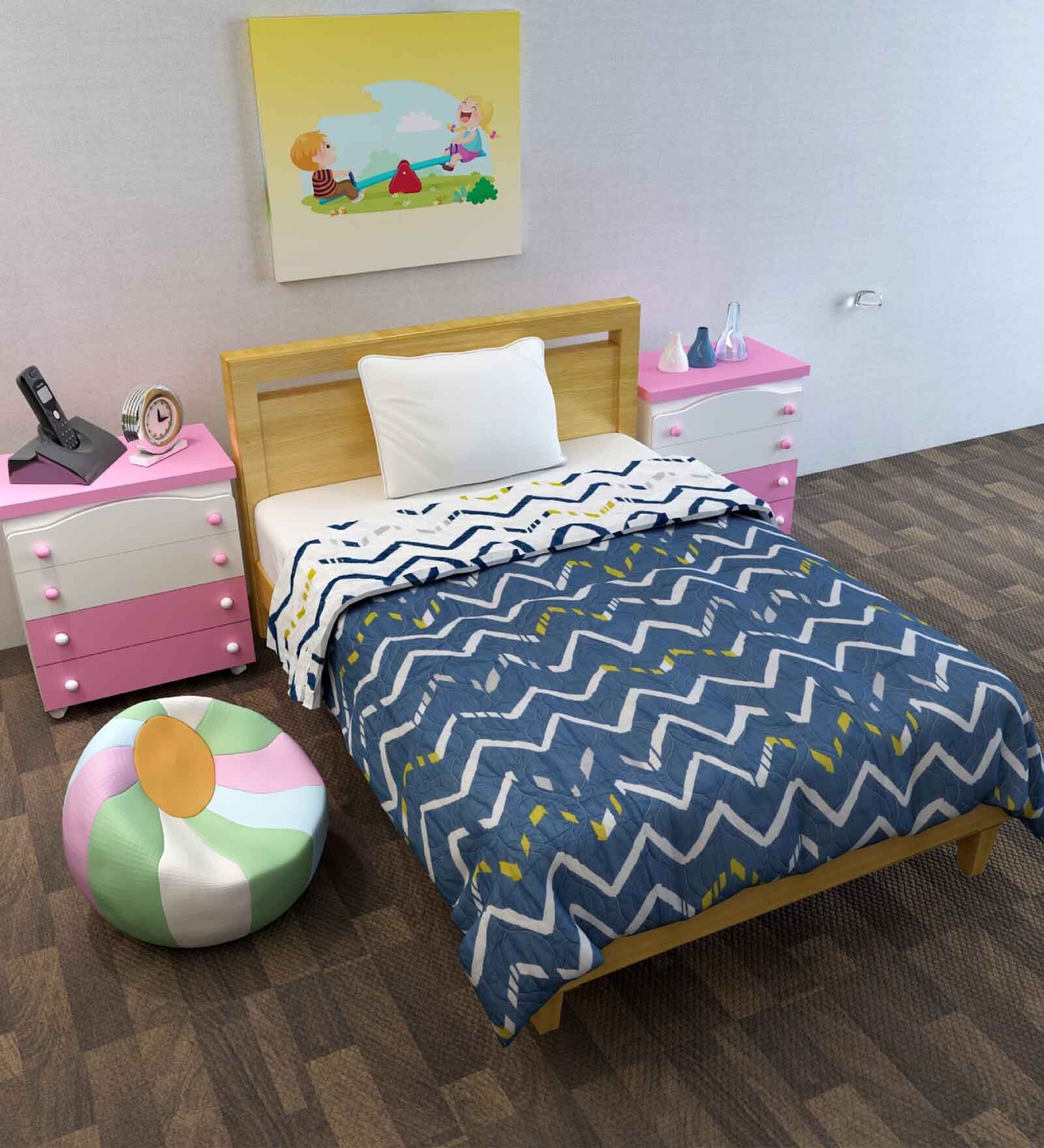 Blue Polyester Reversible 120 GSM Single Bed Kids Dohar