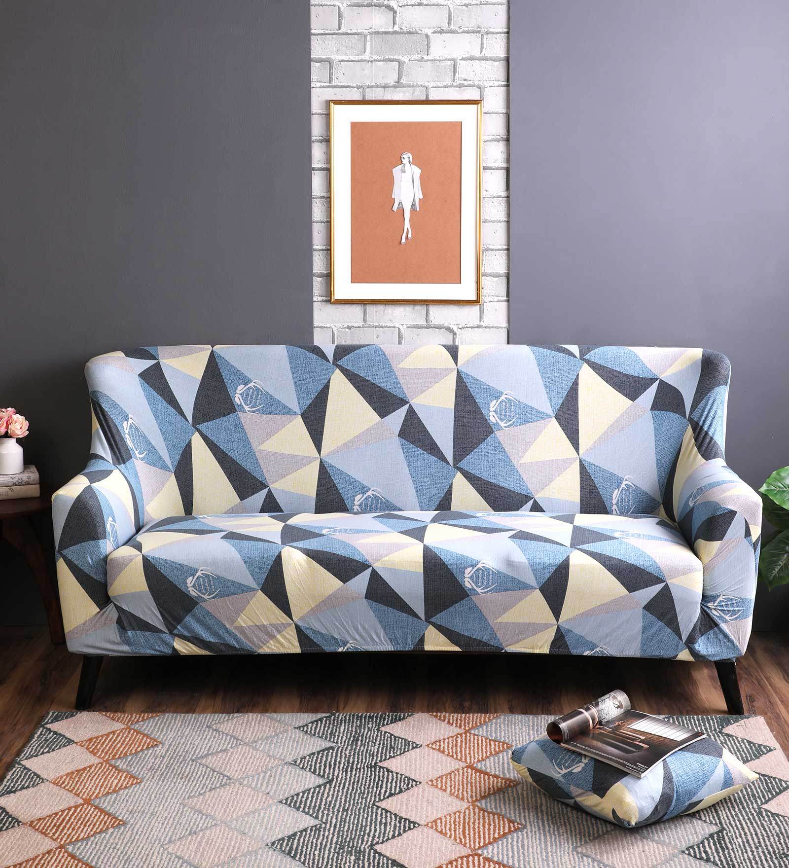 Blue Polyester Sofa Cover