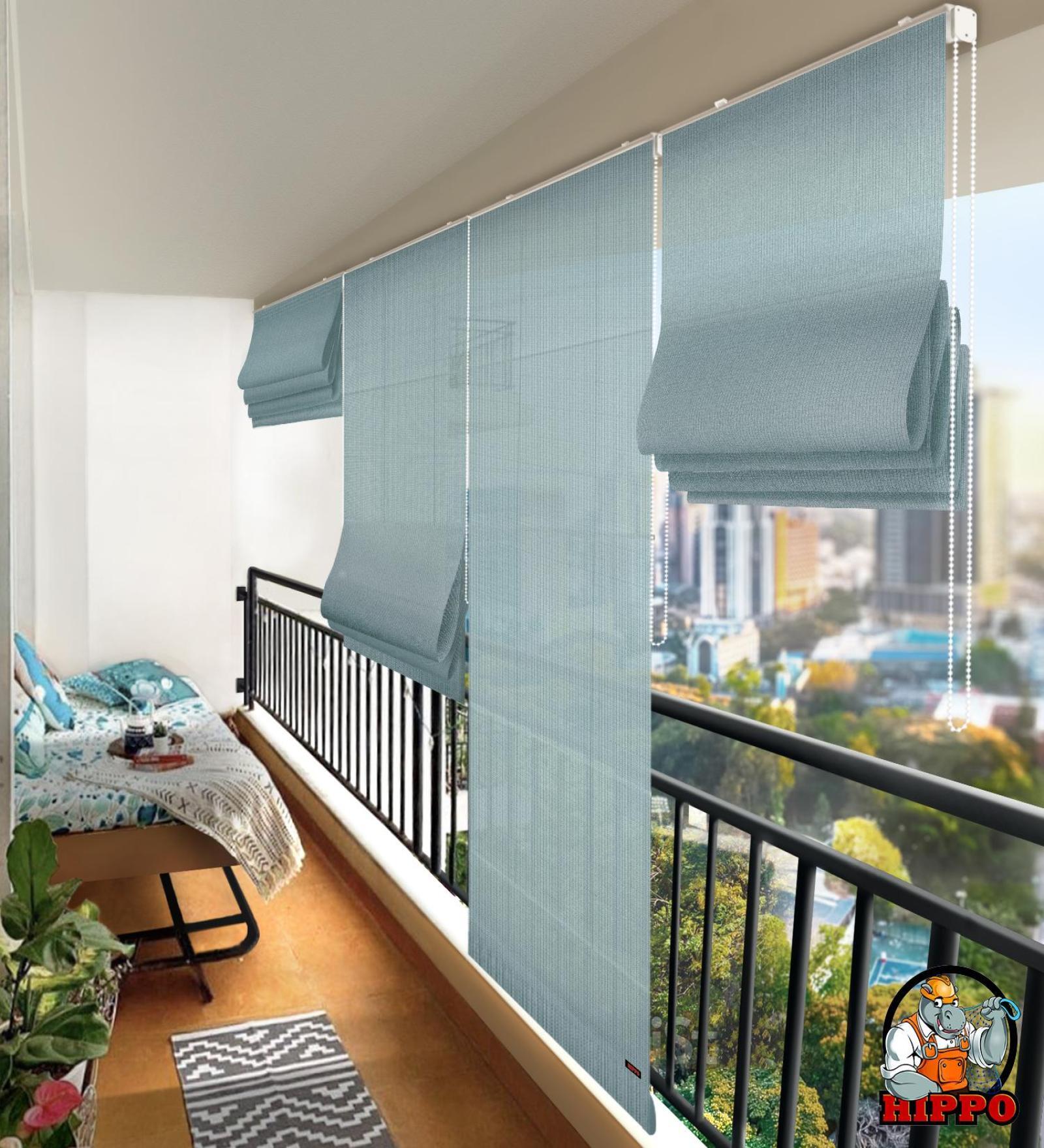 Blue Polyethylene Solid 84 X 48 inches Semisheer Roman Blind