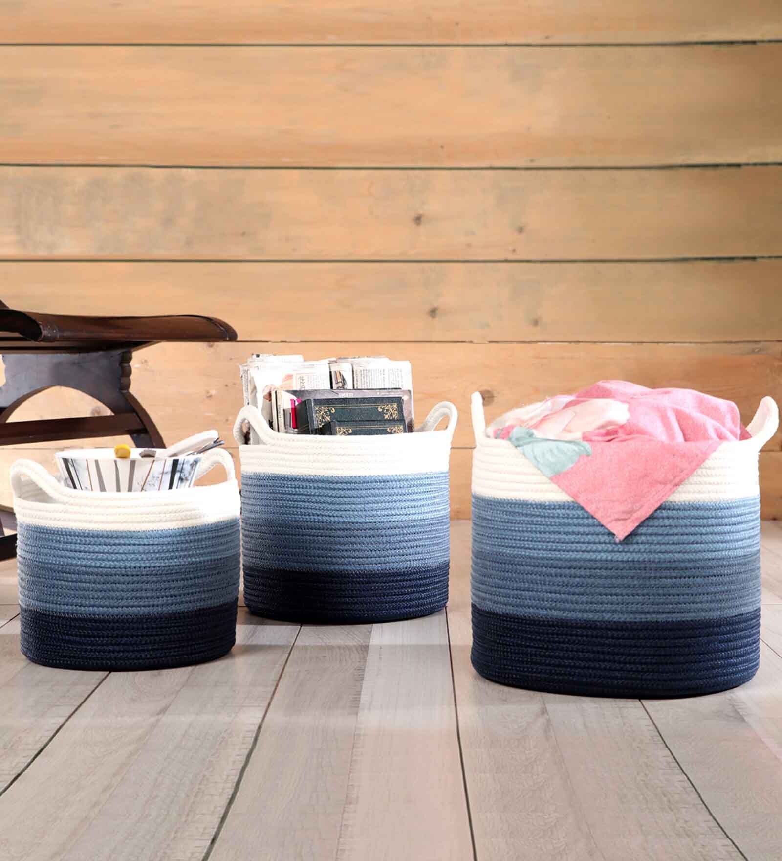 Blue Polypropylene 52 Ltr (3Pcs) Storage Basket