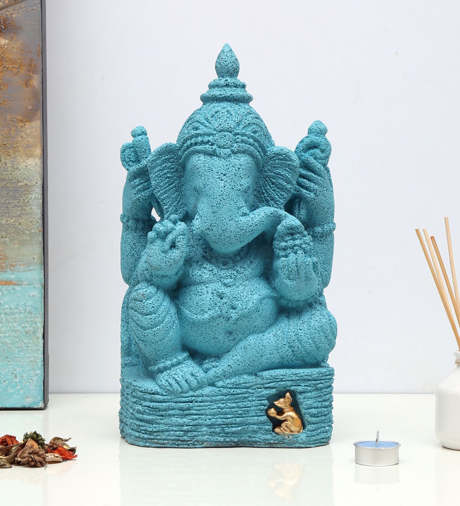 Buy Blue Polyresin Ganesha Idol by home Online Ganesha Religious