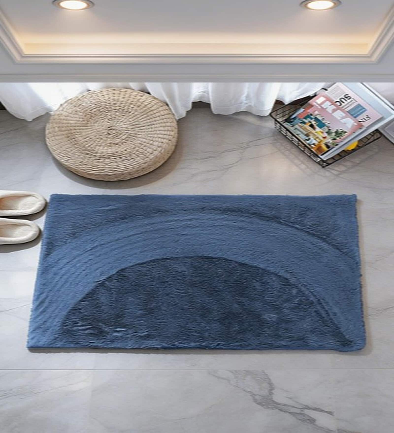 Blue Poleyster 24x16 Inches Anti-Skid Bath Mat