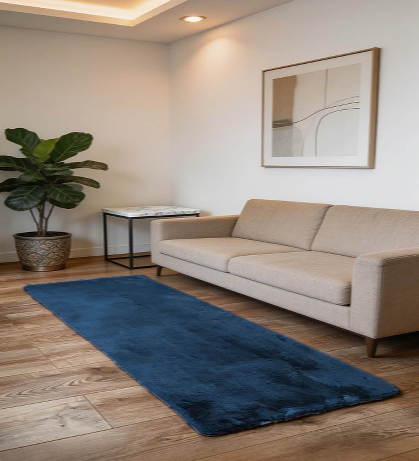 Blue Poleyster 60x24 Inches Anti-Skid Runner