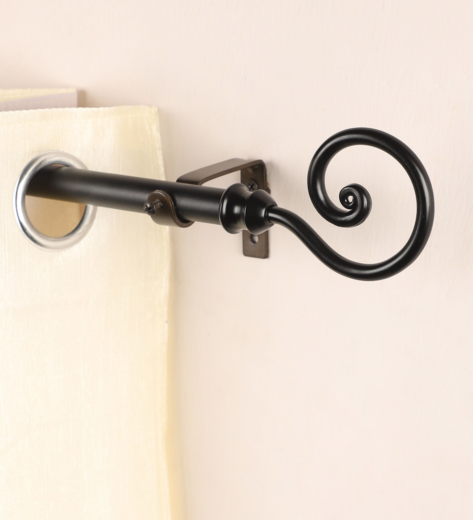 Blue Powder Coated Iron Curtain Rod (84 to 144 Inches) With Bracket