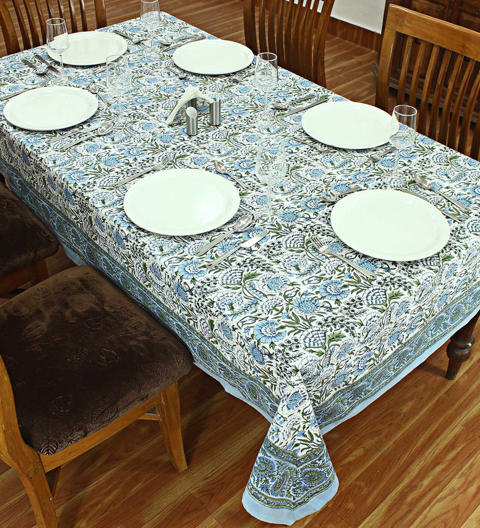 Buy Mirage (72x135) Blue & White Cotton Table Cloth at 33% OFF by Home ...