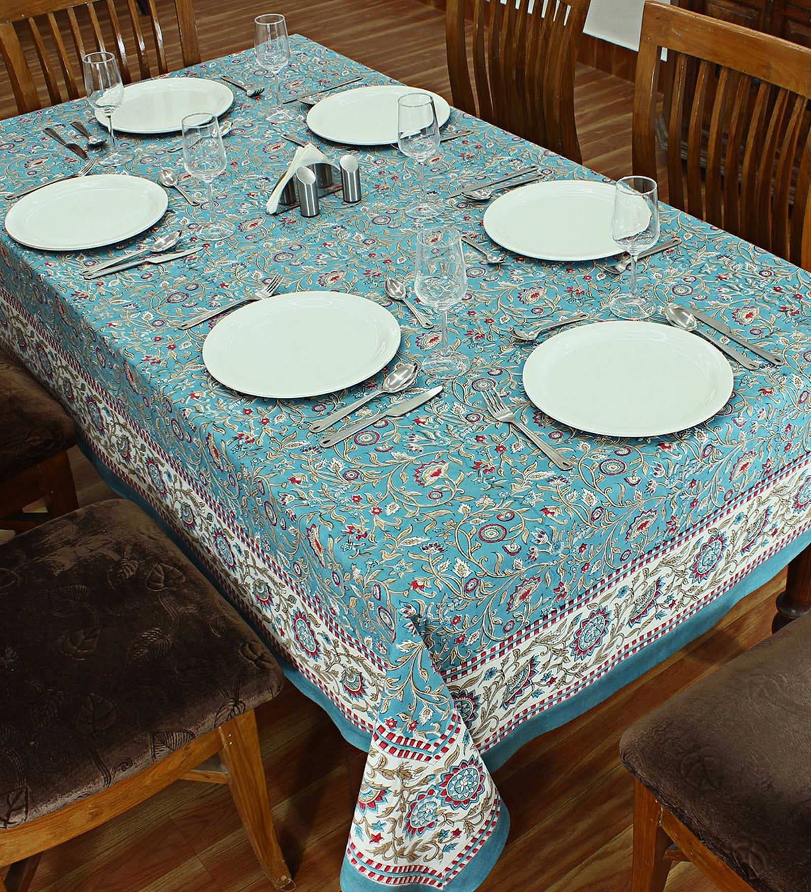 Explorer (72x108) Blue & White Cotton Table Cloth