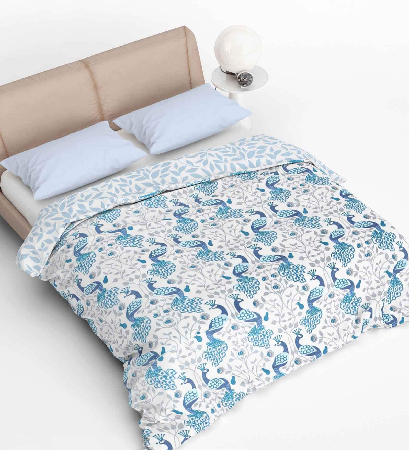 Blue Pure Cotton Printed 150 GSM Single Bed AC Room Dohar
