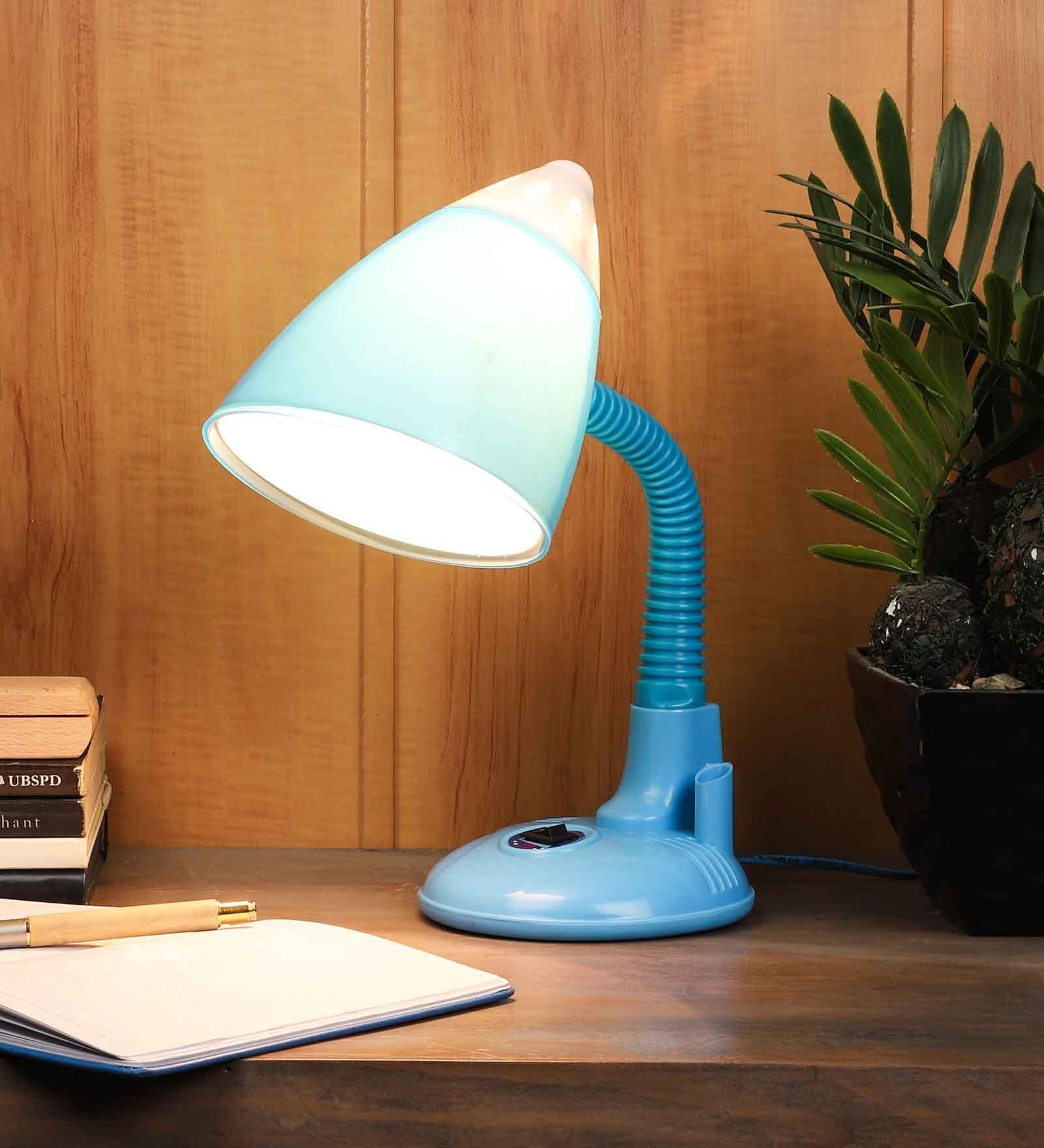 Blue Pvc Shade Study Lamp With Light Blue Base