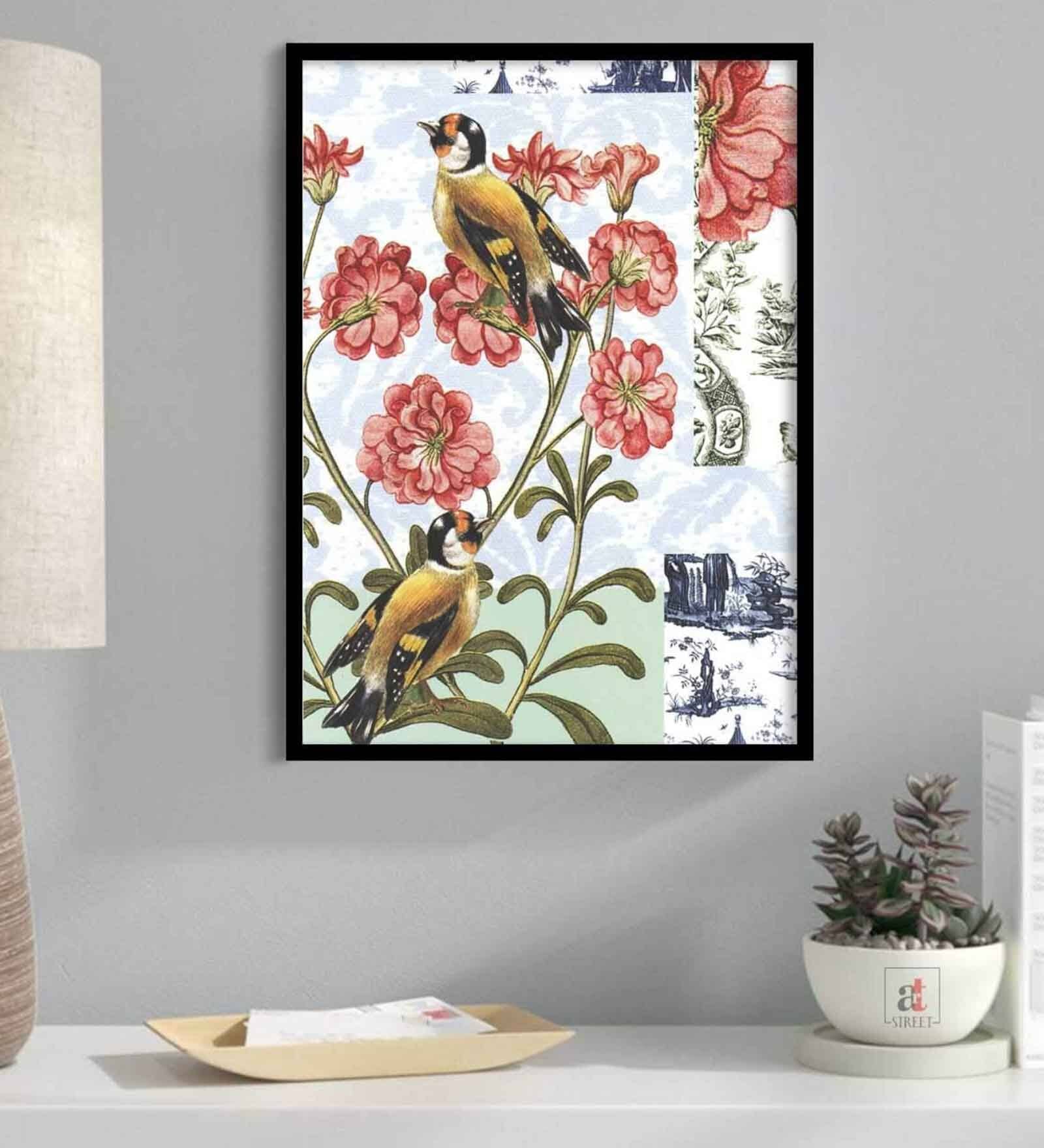 Popular Neg Blue Canvas Framed Wildlife Art Print