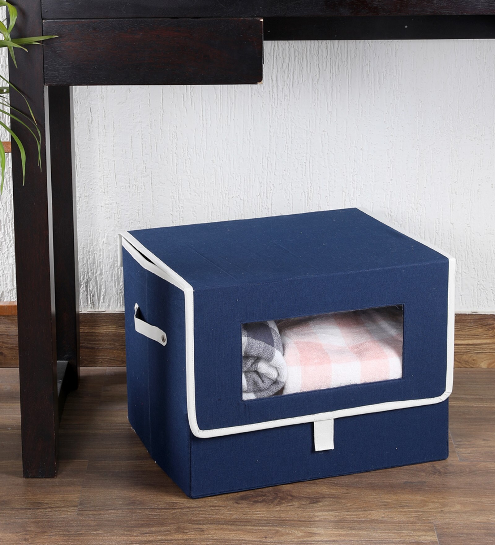 Blue Solid Polypropylene Foldable Storage Box