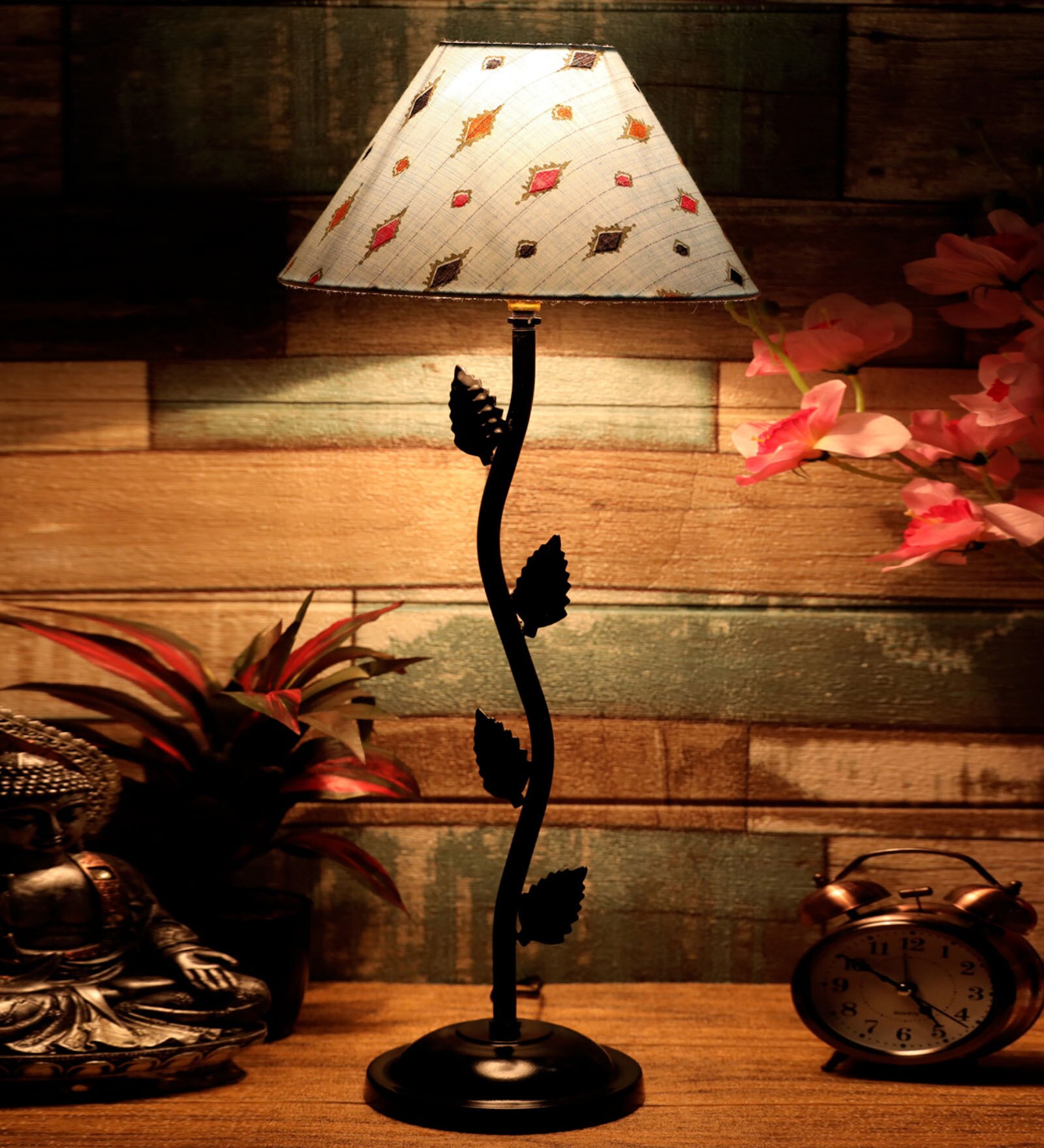 Blue Shade Table Lamp With Metal Base