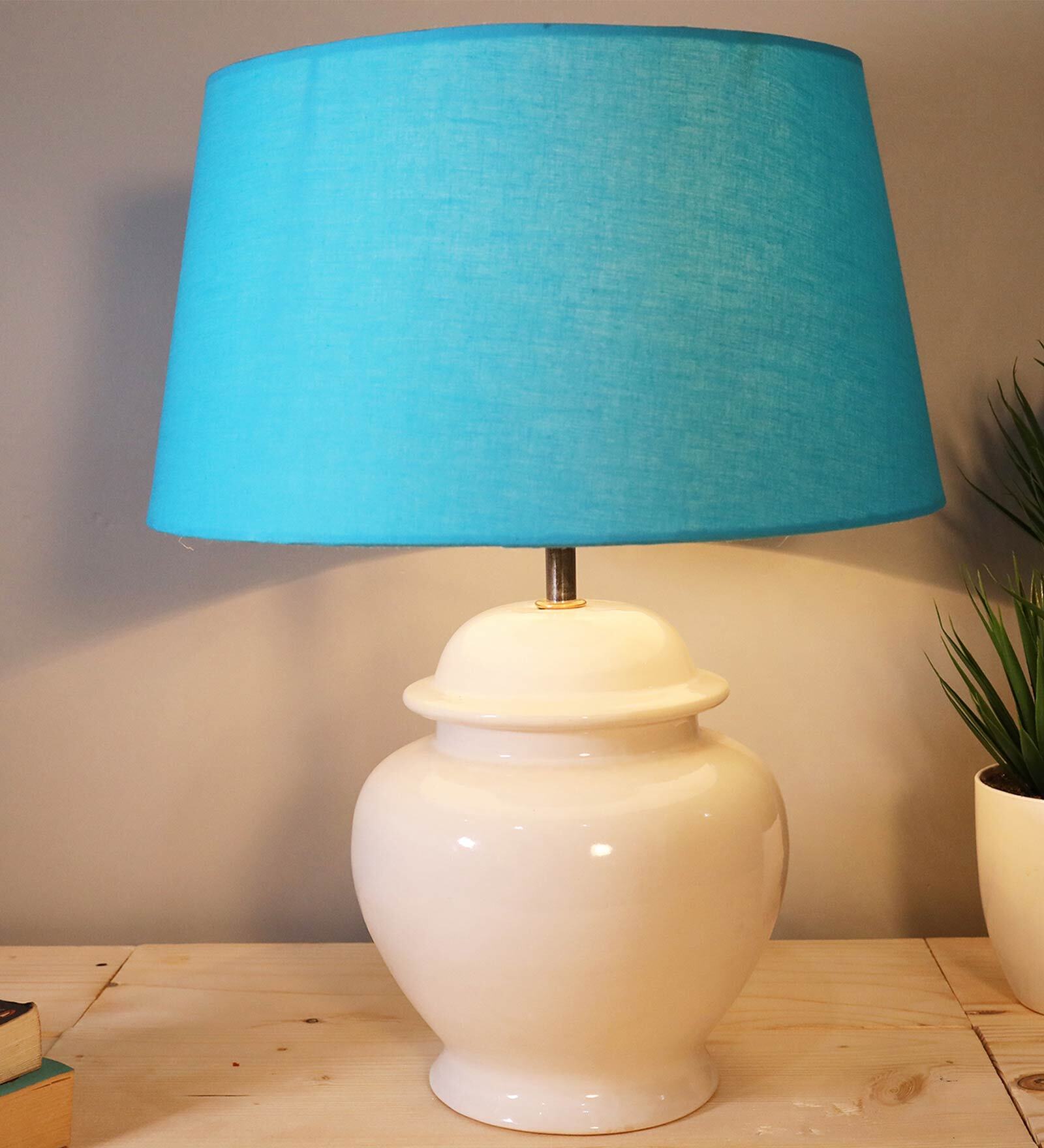 Buy Blue Shade Table Lamp With Ceramic Base By Homesake at 32 OFF by
