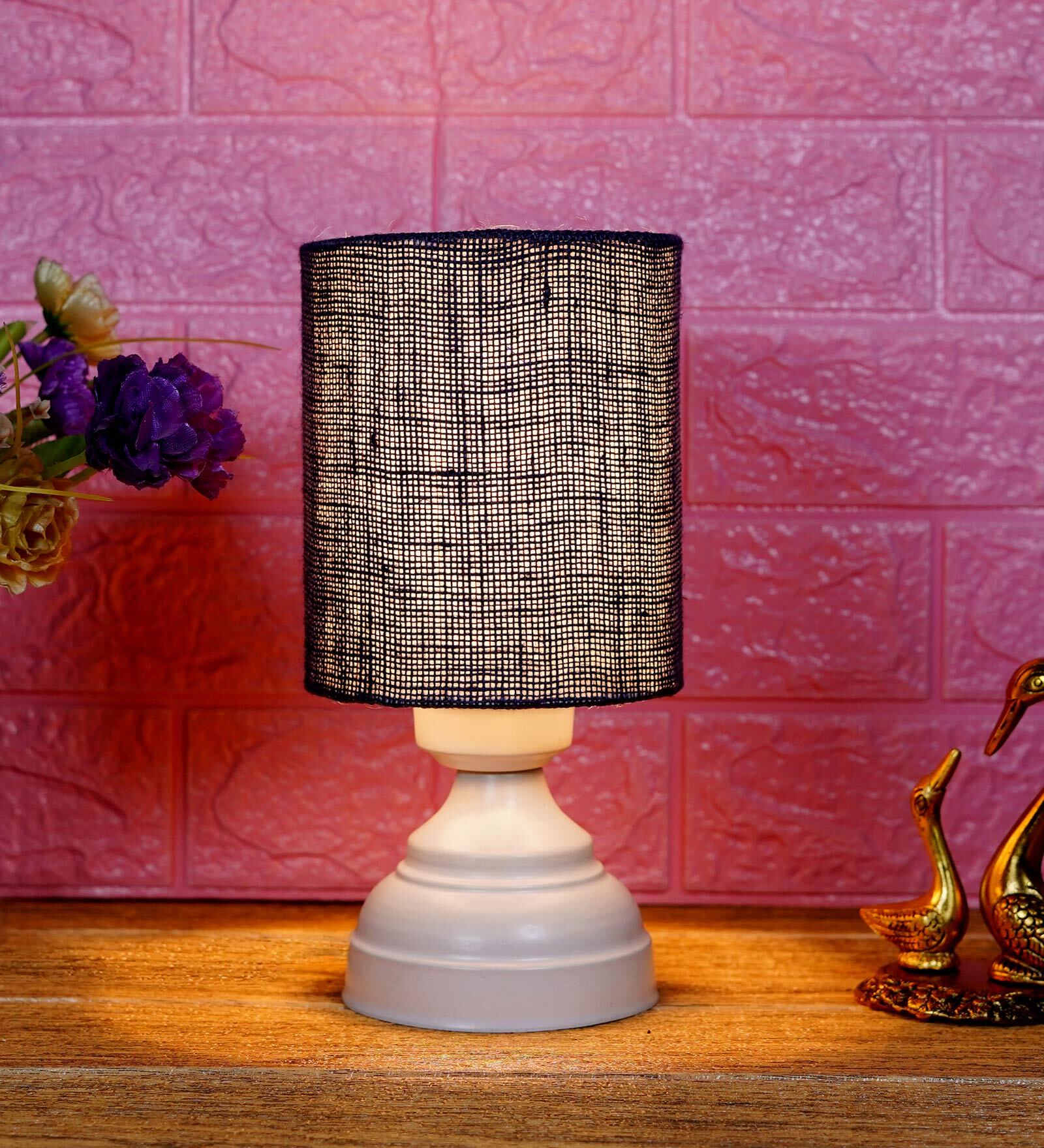 Blue Shade Table Lamp With Metal Base