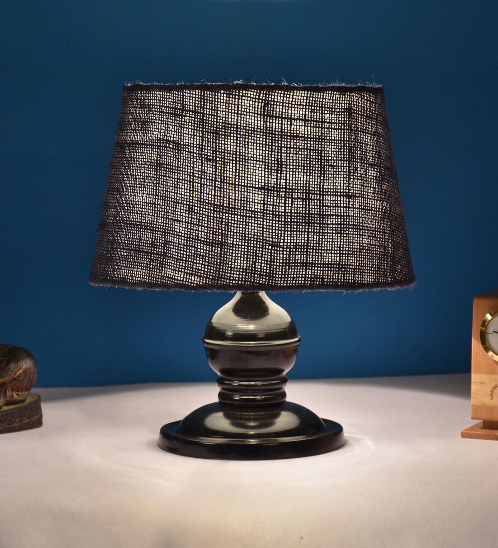 Blue Shade Table Lamp With Metal Base
