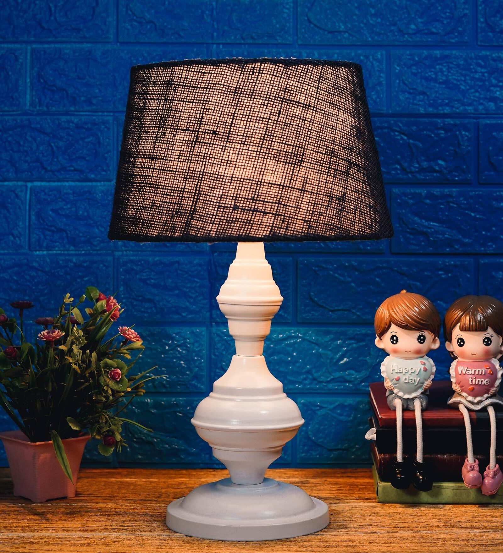 Blue Shade Table Lamp With Metal Base
