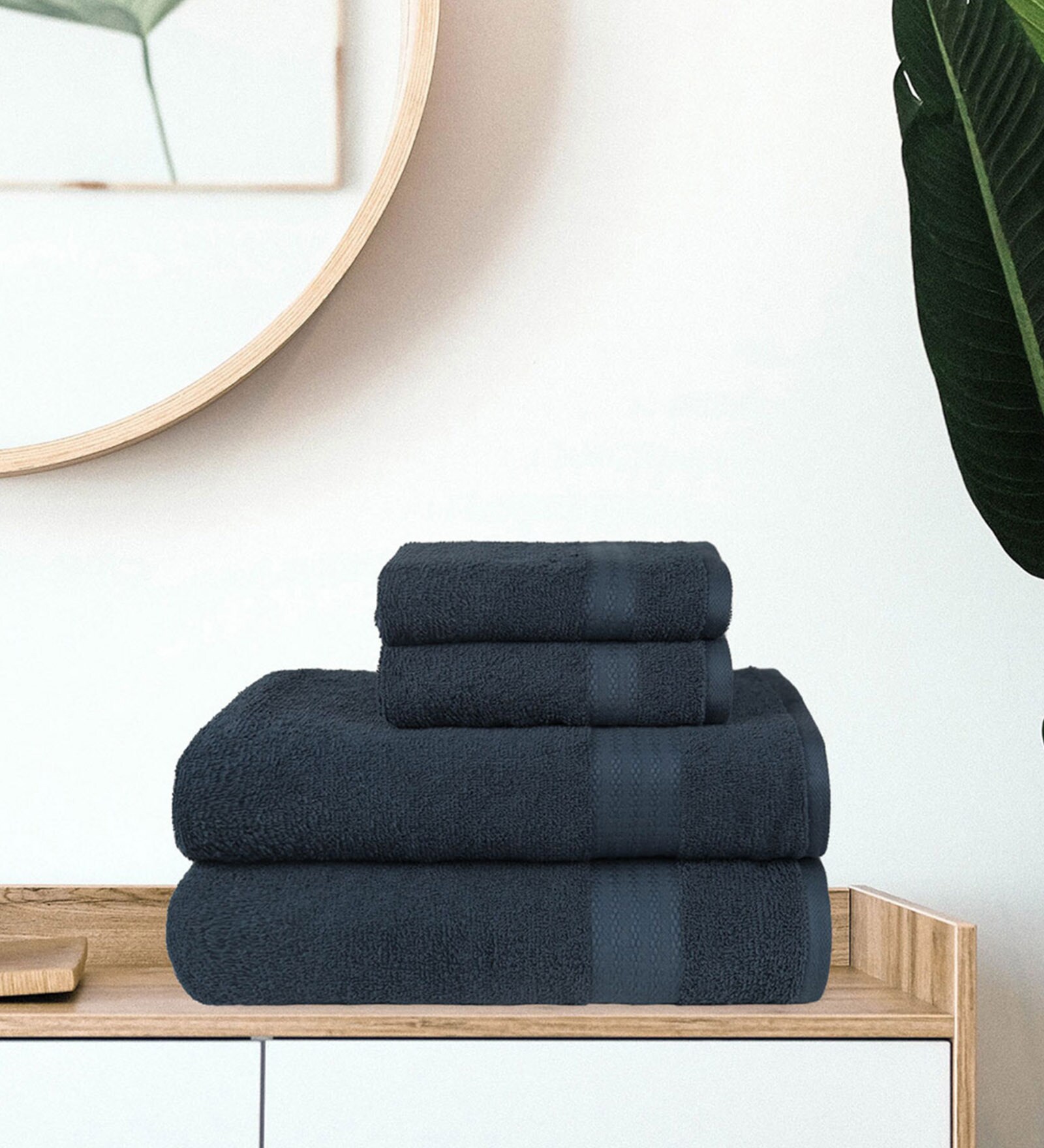 Buy Blue Solid 400 GSM Cotton Towel Sets (Set of 4) by Trident at 12 OFF by Trident Pepperfry