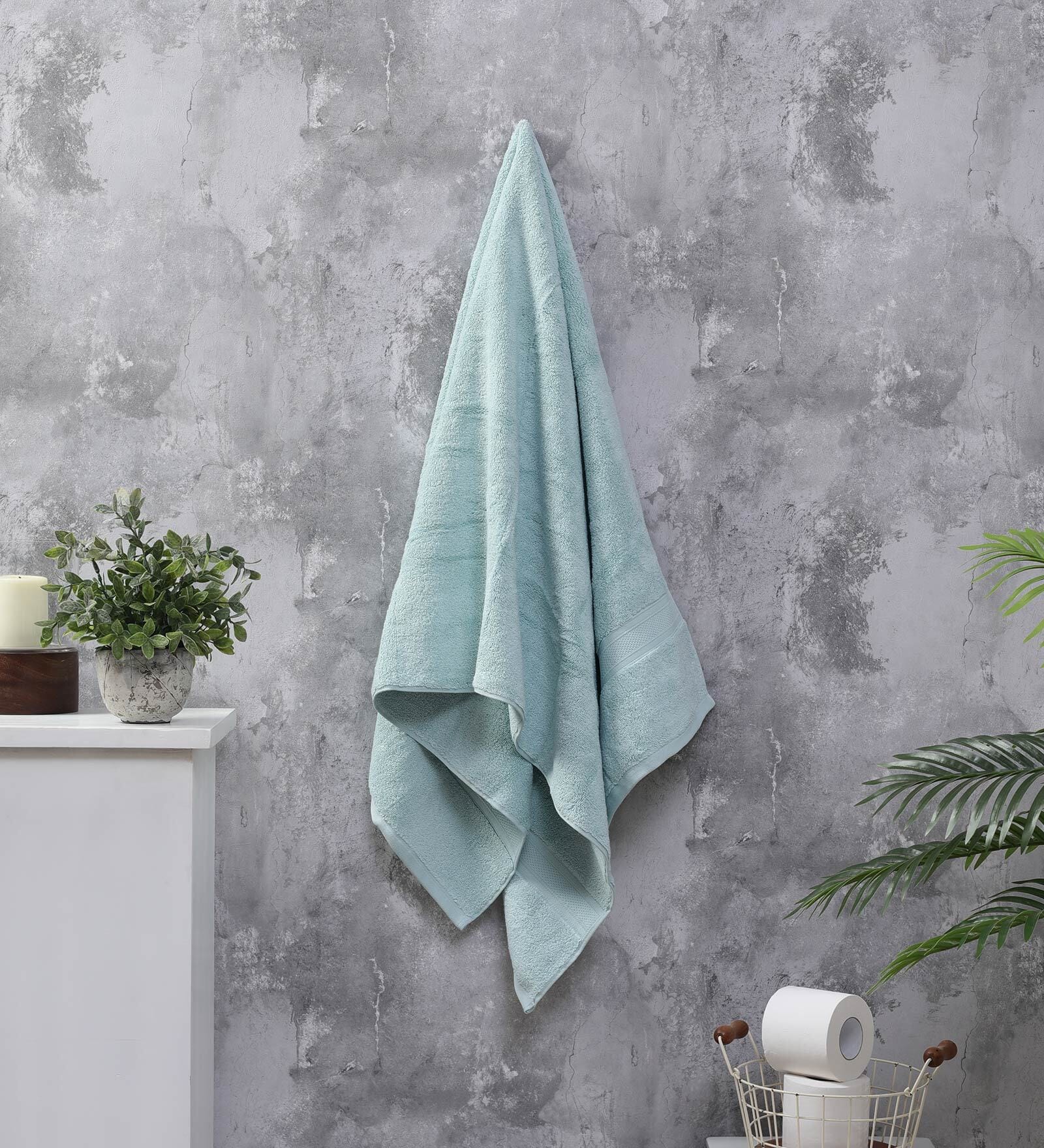 Buy Blue Solid 630 GSM Cotton Bath Towel by Raymond Home at 100 OFF by