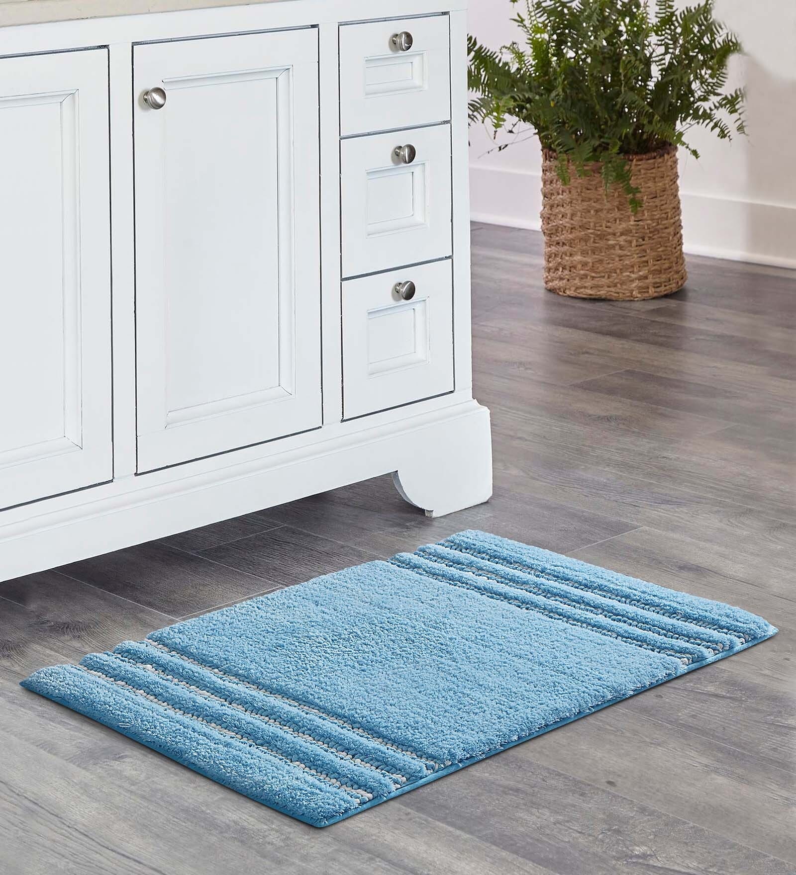 Blue Solid Polyester 24x16 Inches Max Absorbant 1 Bathmat