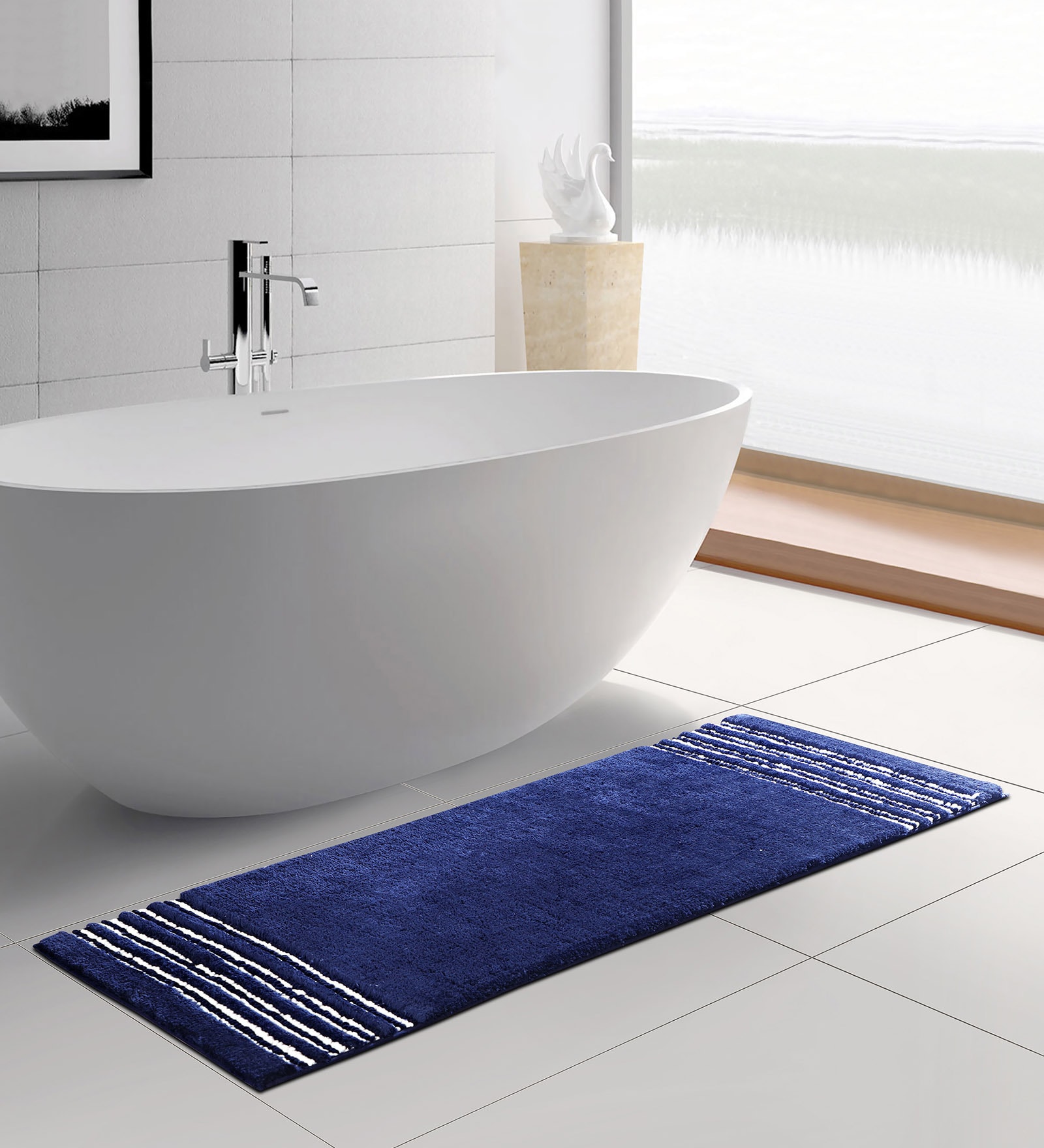 Blue Solid Polyester 59x24 Inches Max Absorbant 1 Bathmat