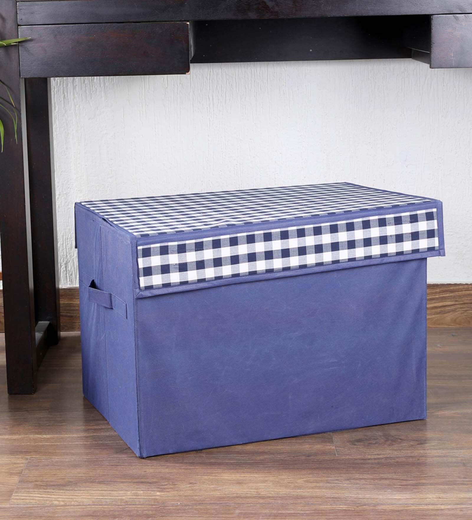 Blue checkerd Polyester  Foldable Cloth Organiser