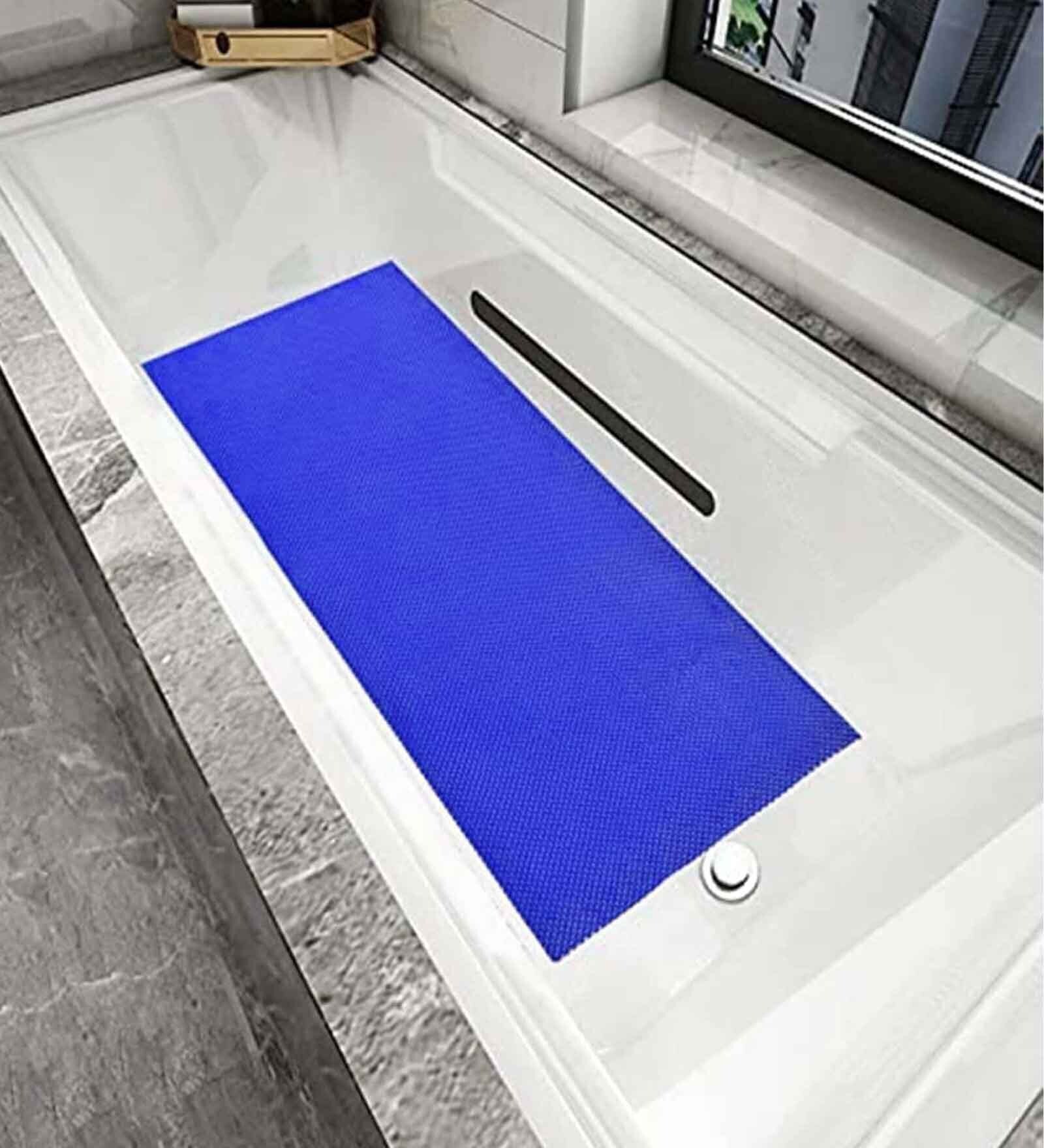 Blue Solid PVC 2 ft x 10 ft Antiskid Bath Tub Cum Floor Runner