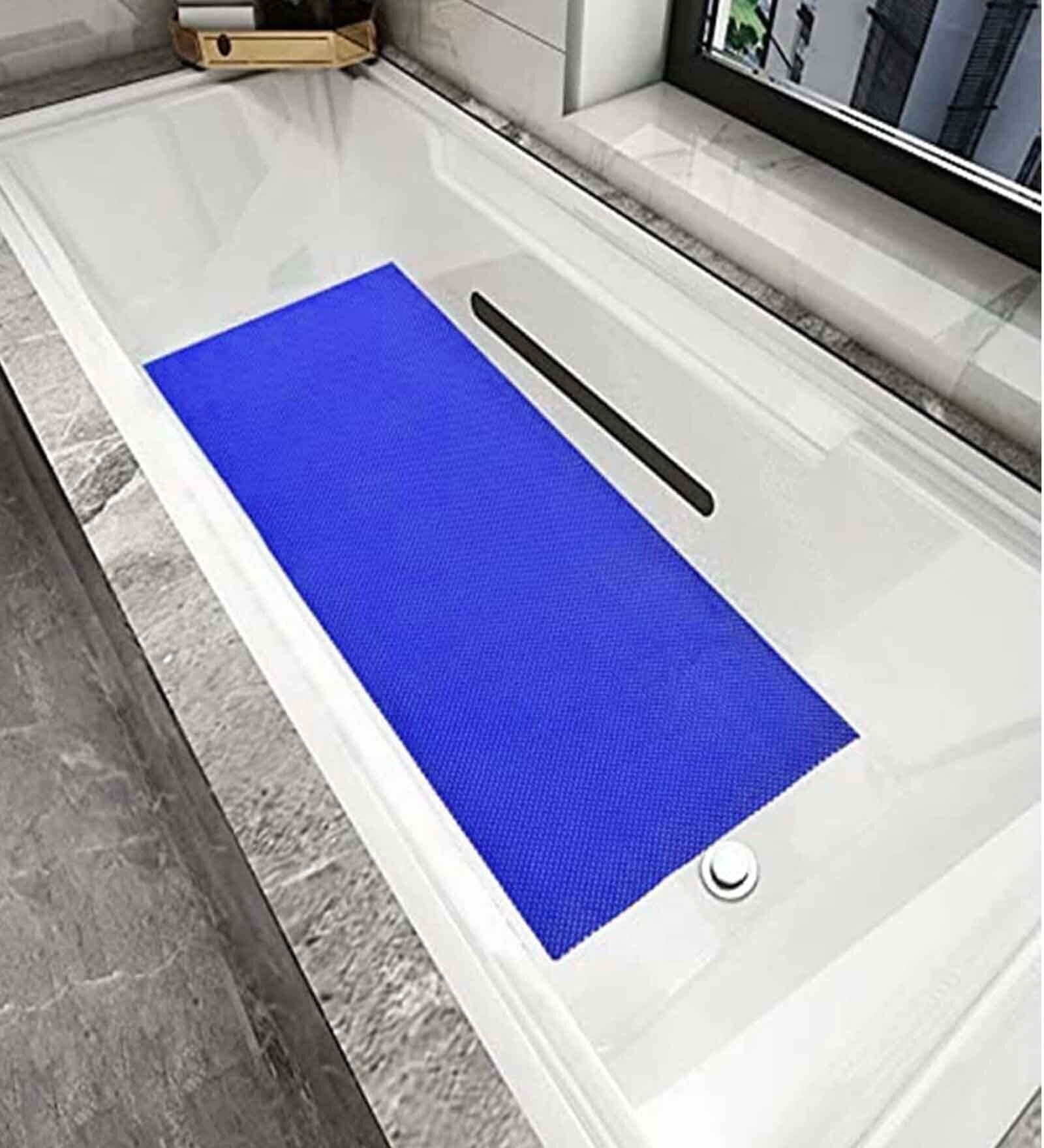 Blue Solid PVC 2 ft x 5 ft Antiskid Bath Tub Cum Floor Runner
