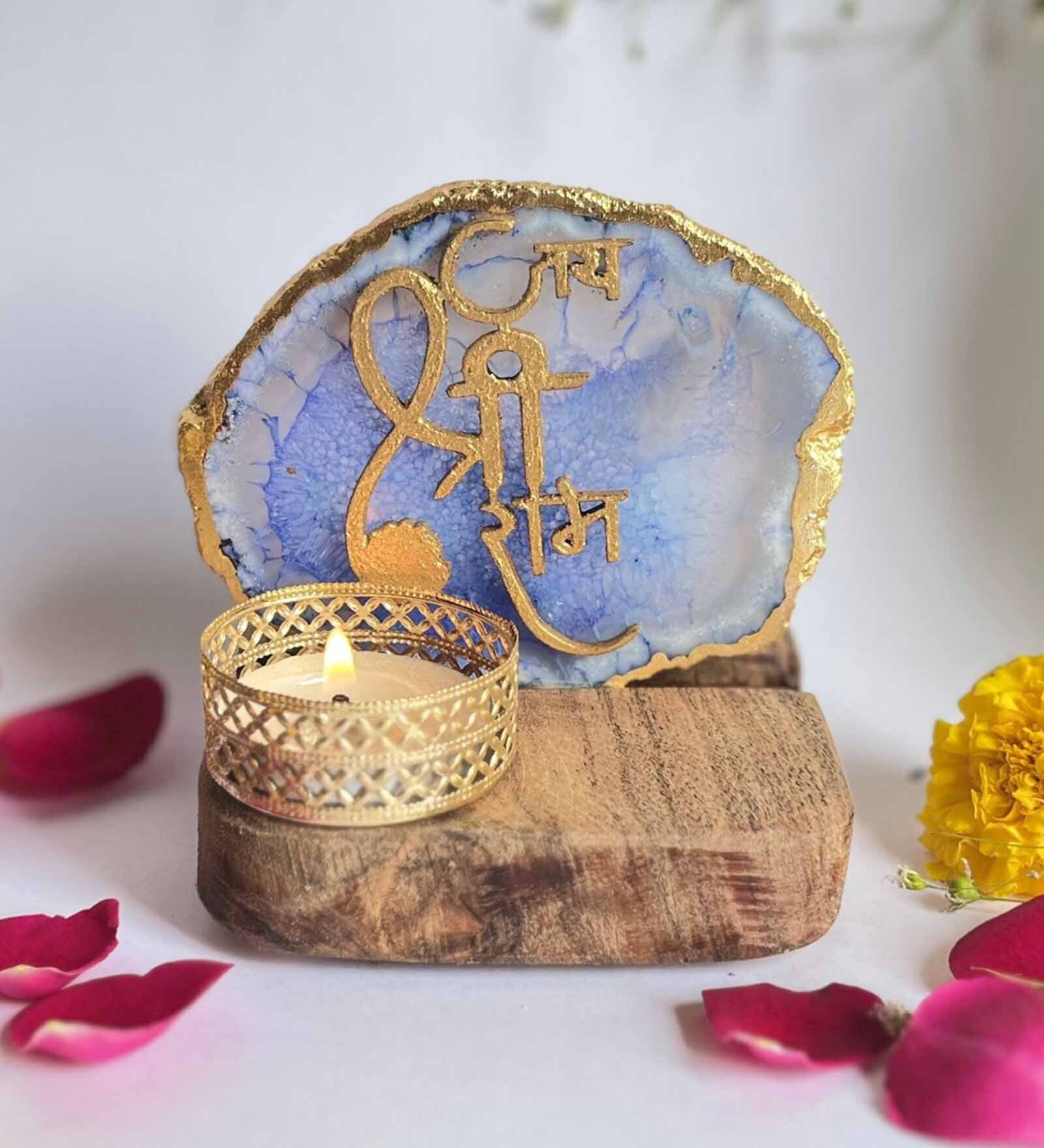 Blue Stone Figurine Tea light Holder