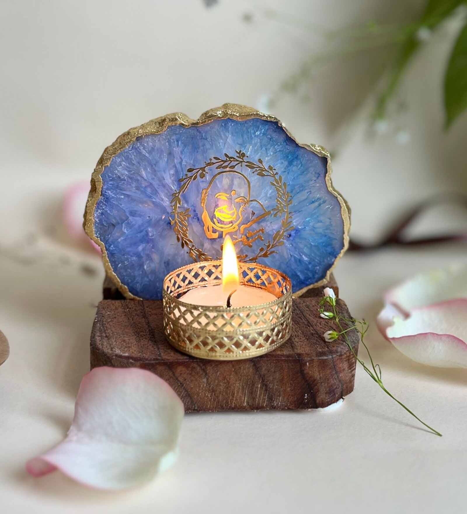 Blue Stone Figurine Tea light Holder