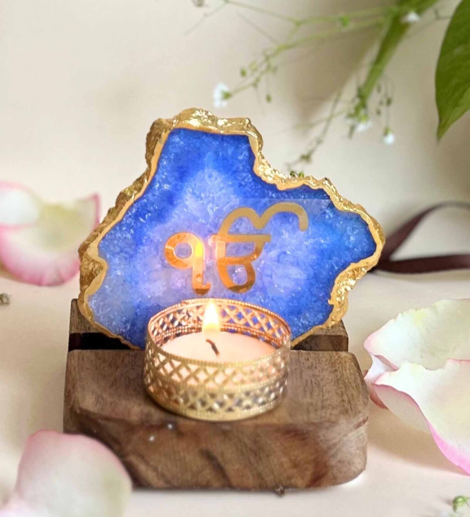 Blue Stone Figurine Tea light Holder