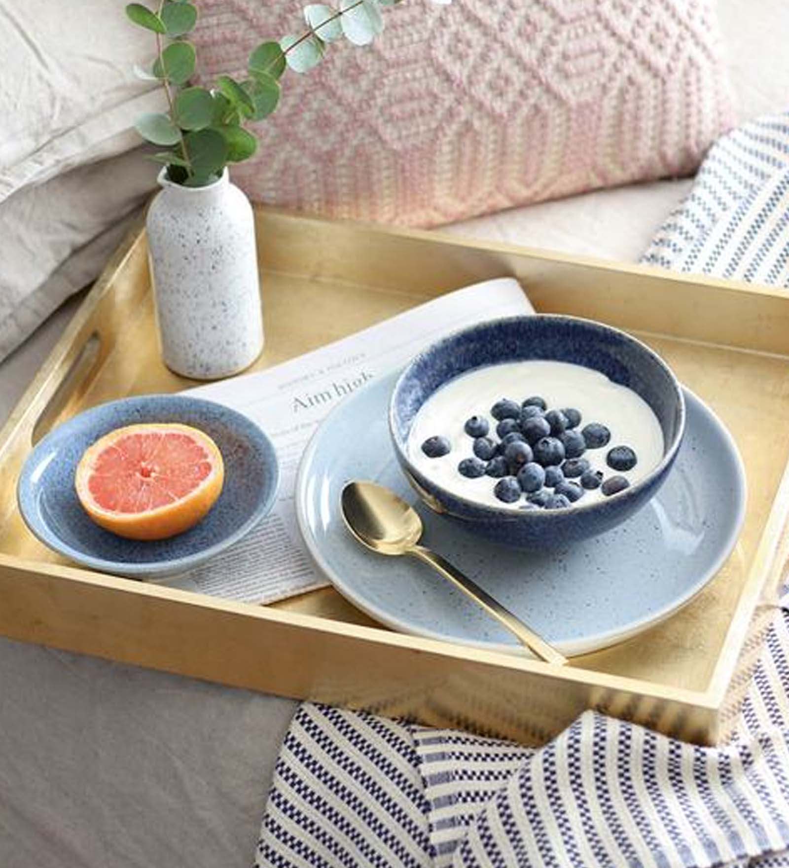 Pebble Coupe 10.2 Inch Blue Stoneware Dinner Plate