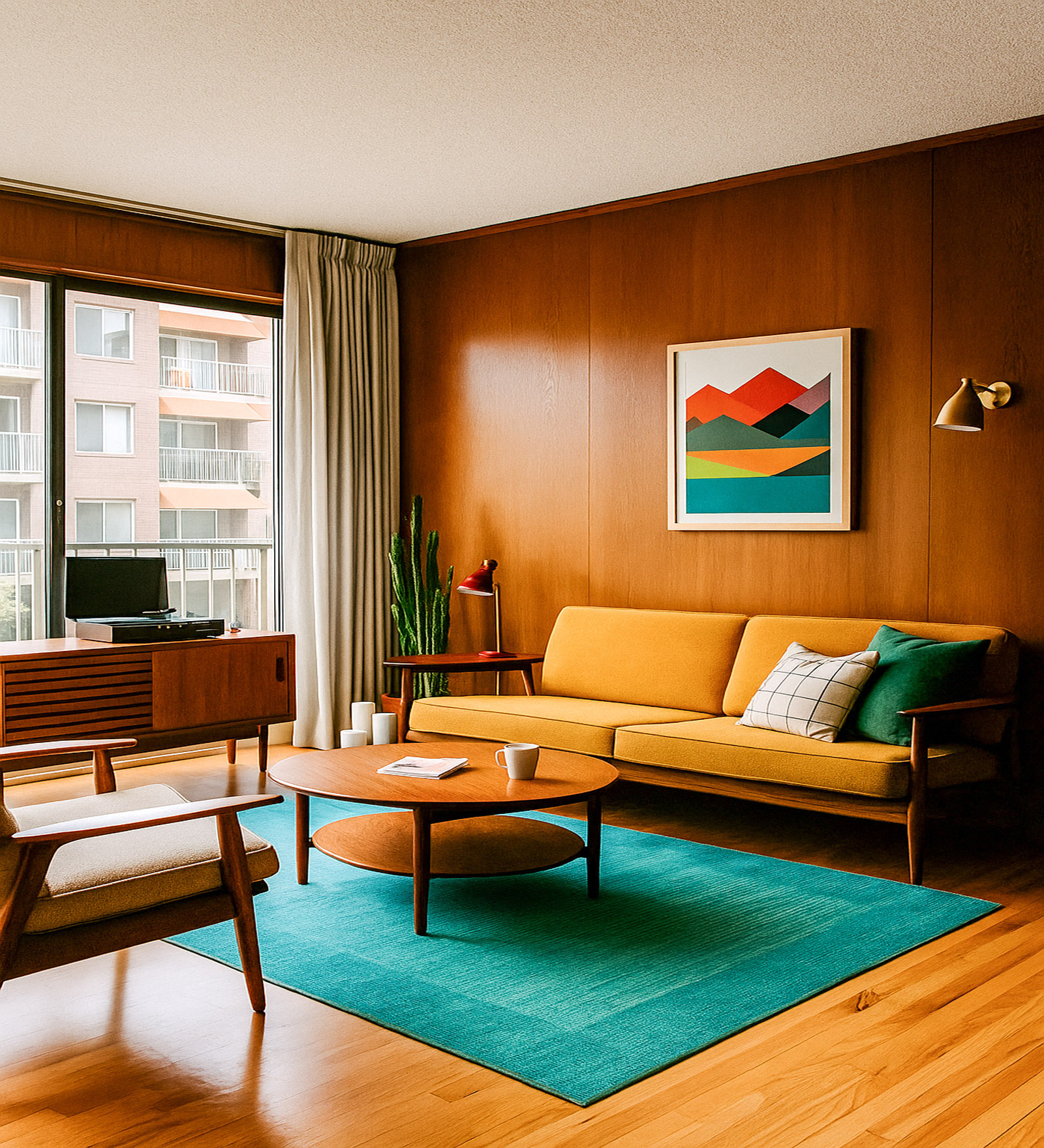 Blue Stripes Cotton 7X6 Feet Hand Woven Carpet