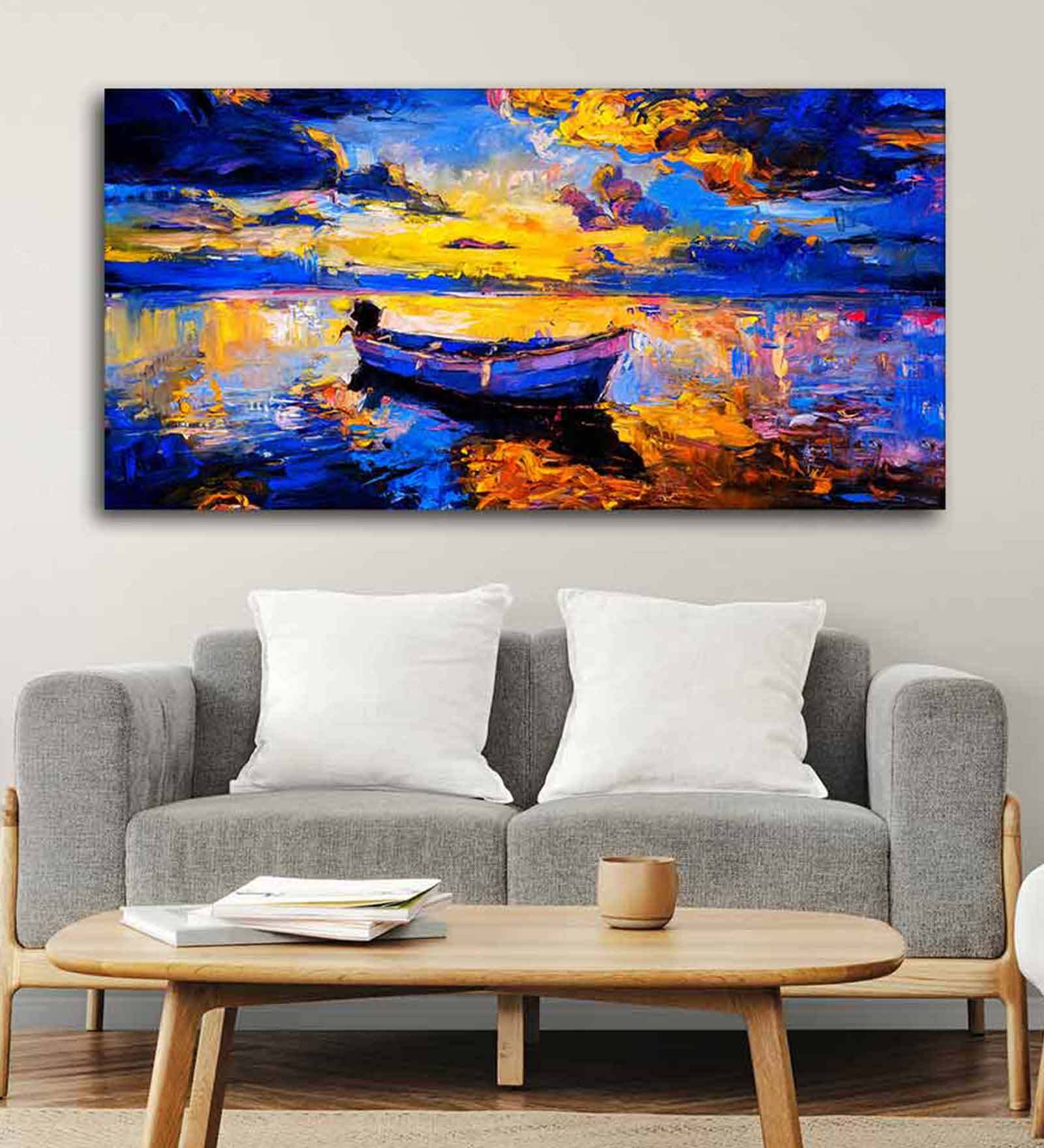 Necessarys Blue Canvas Framed People and Places Art Print