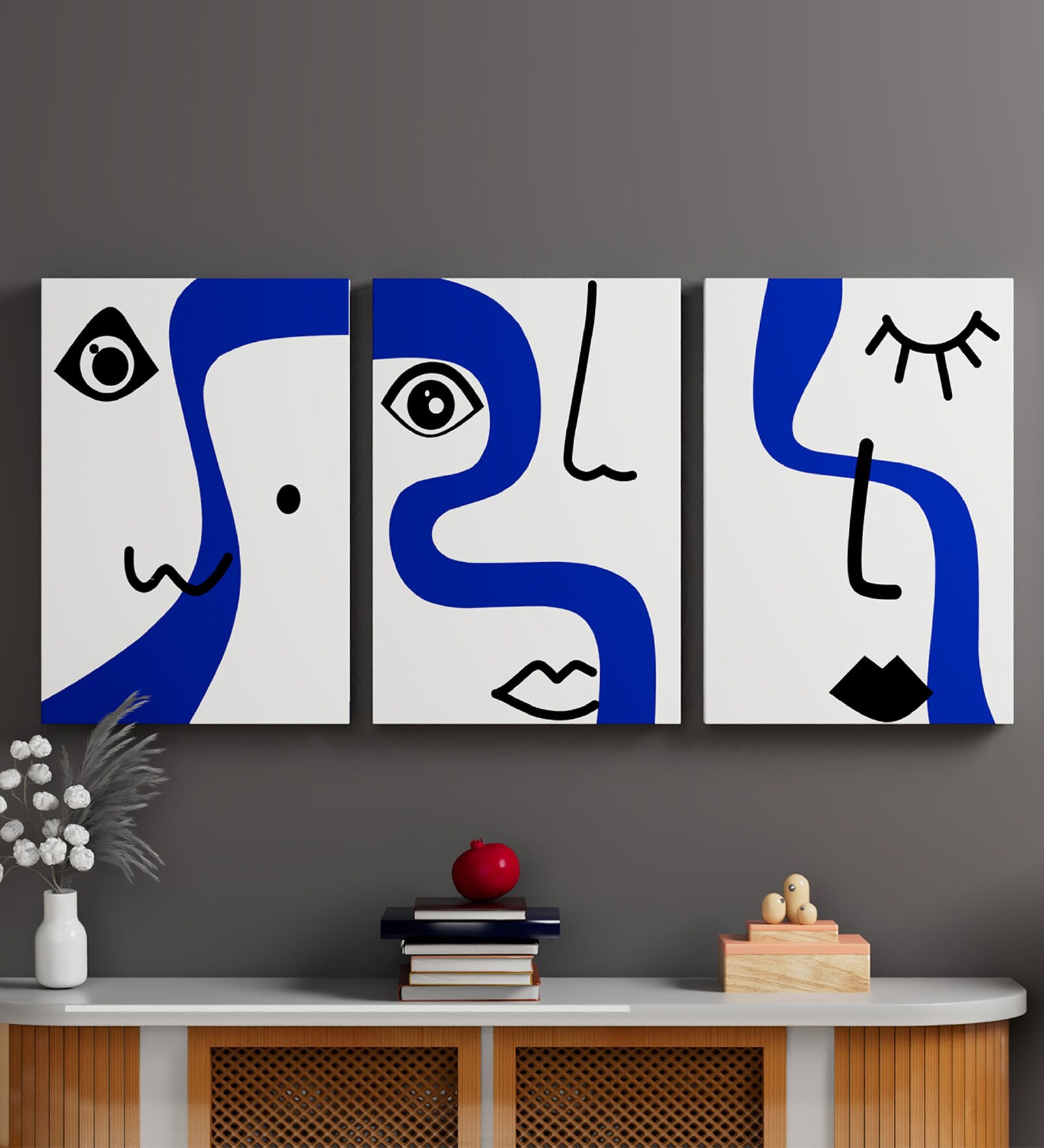 Multicolour Synthetic Wood (Set of 3) Art Panels