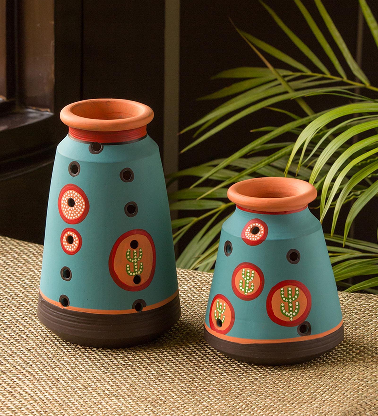 Blue Terracotta Vases(Set of 2)